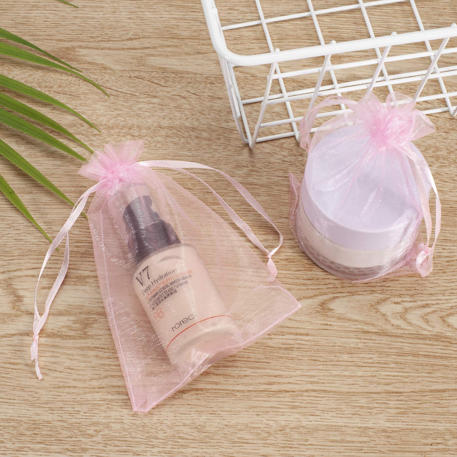 100PCS Pink Organza Bags 2x3 Inch - Sheer Drawstring Gift Bags for Jewelry, Wedding Favors, Party Decor & Christmas Gifts | Mini Mesh Pouches for Candy, Earrings & Small Presents | Perfect for Bridal Showers, Baby Showers & Birthday Parties