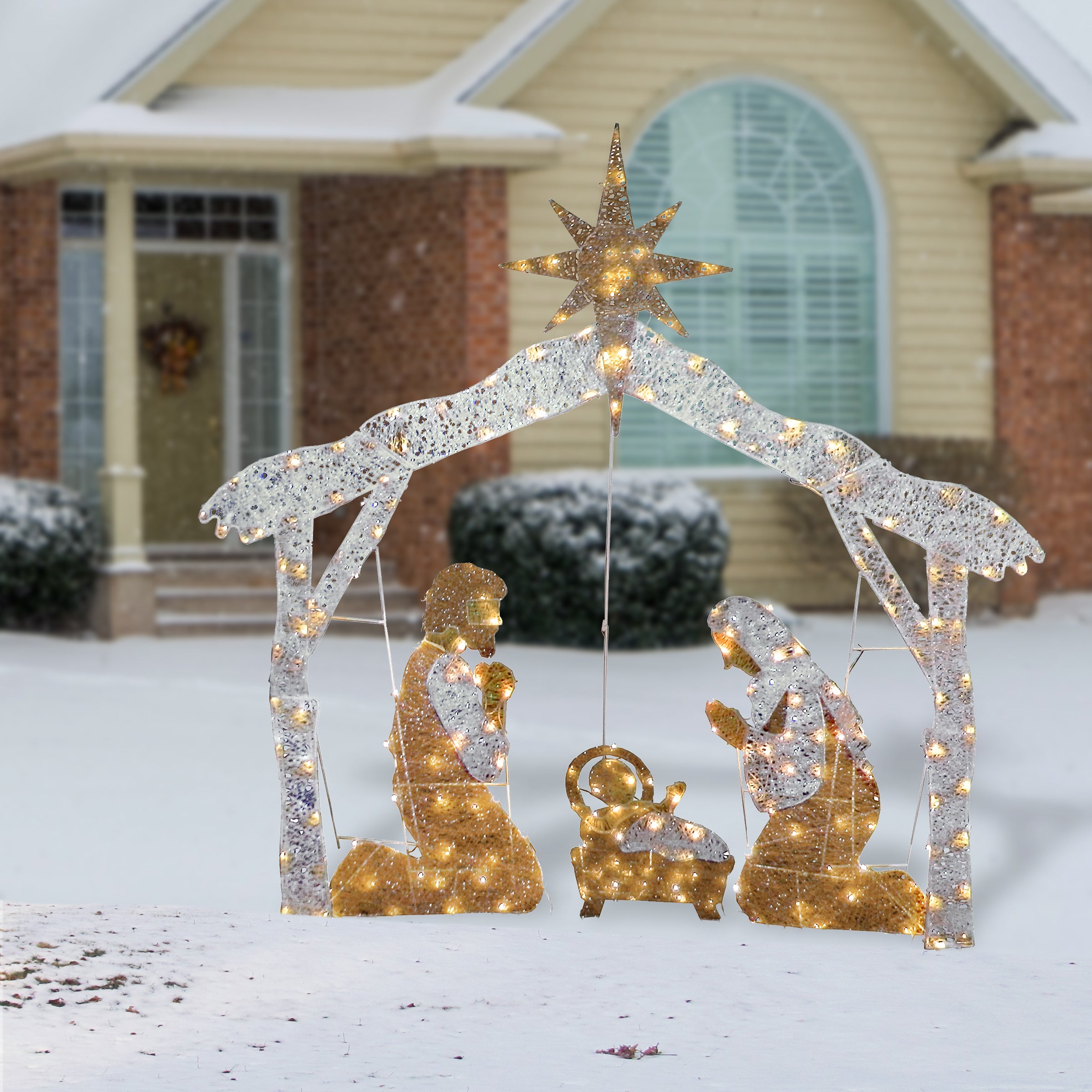 55-Inch Crystal Splendor Prelit Nativity Scene Set - Indoor/Outdoor Christmas Decoration for Home, Church & Holiday Displays