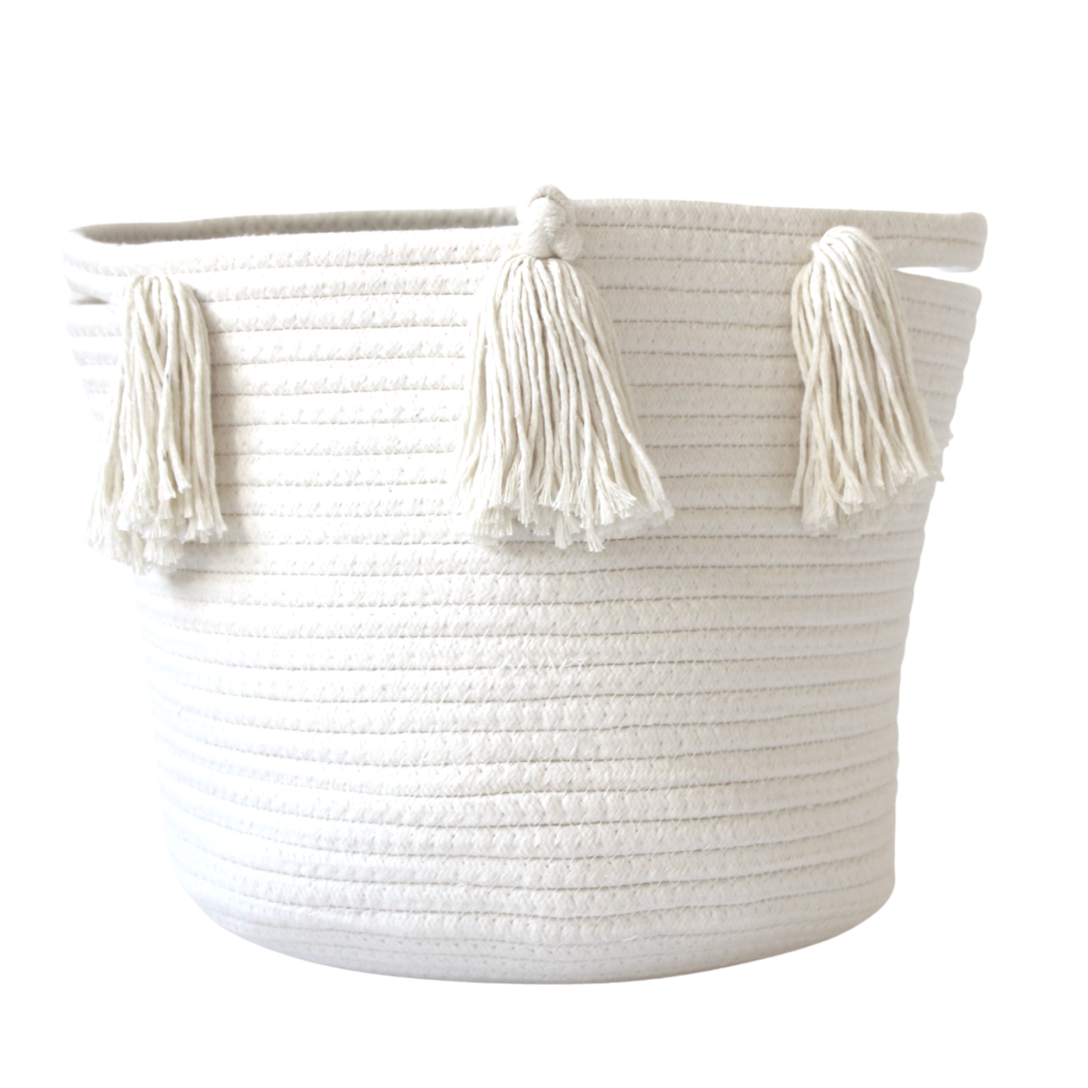 Natural Tassel Woven Storage Basket - Medium Size Handmade Rattan Organizer for Home Decor, Nursery, or Bathroom Storage | Perfect for Blankets, Toys, and Laundry