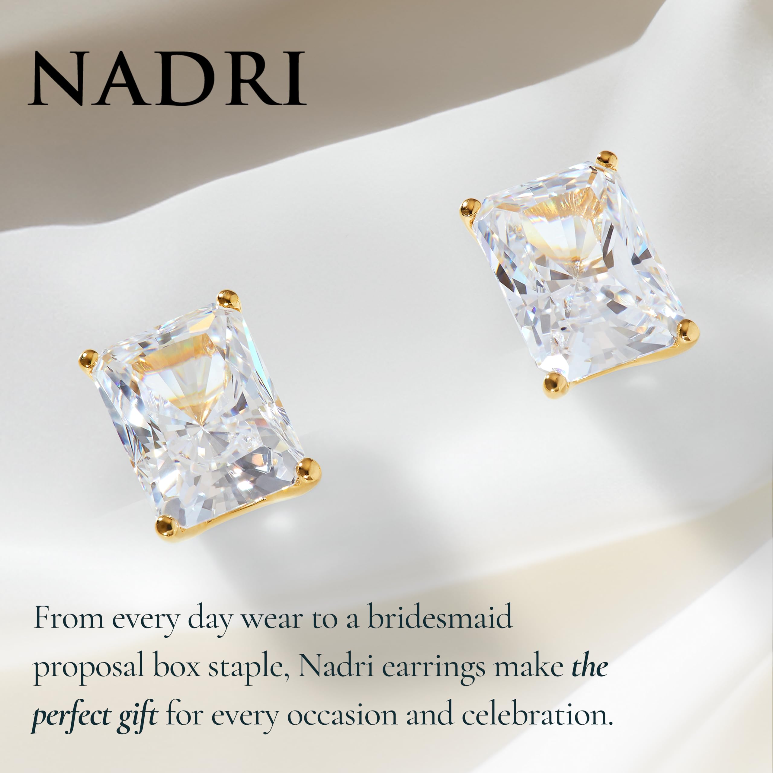 Nadri Stud Earrings for Women - Elegant Emerald Cubic Zirconia Earrings, Dazzling Bridal Jewelry Set for Wedding, Proposal & Special Occasions