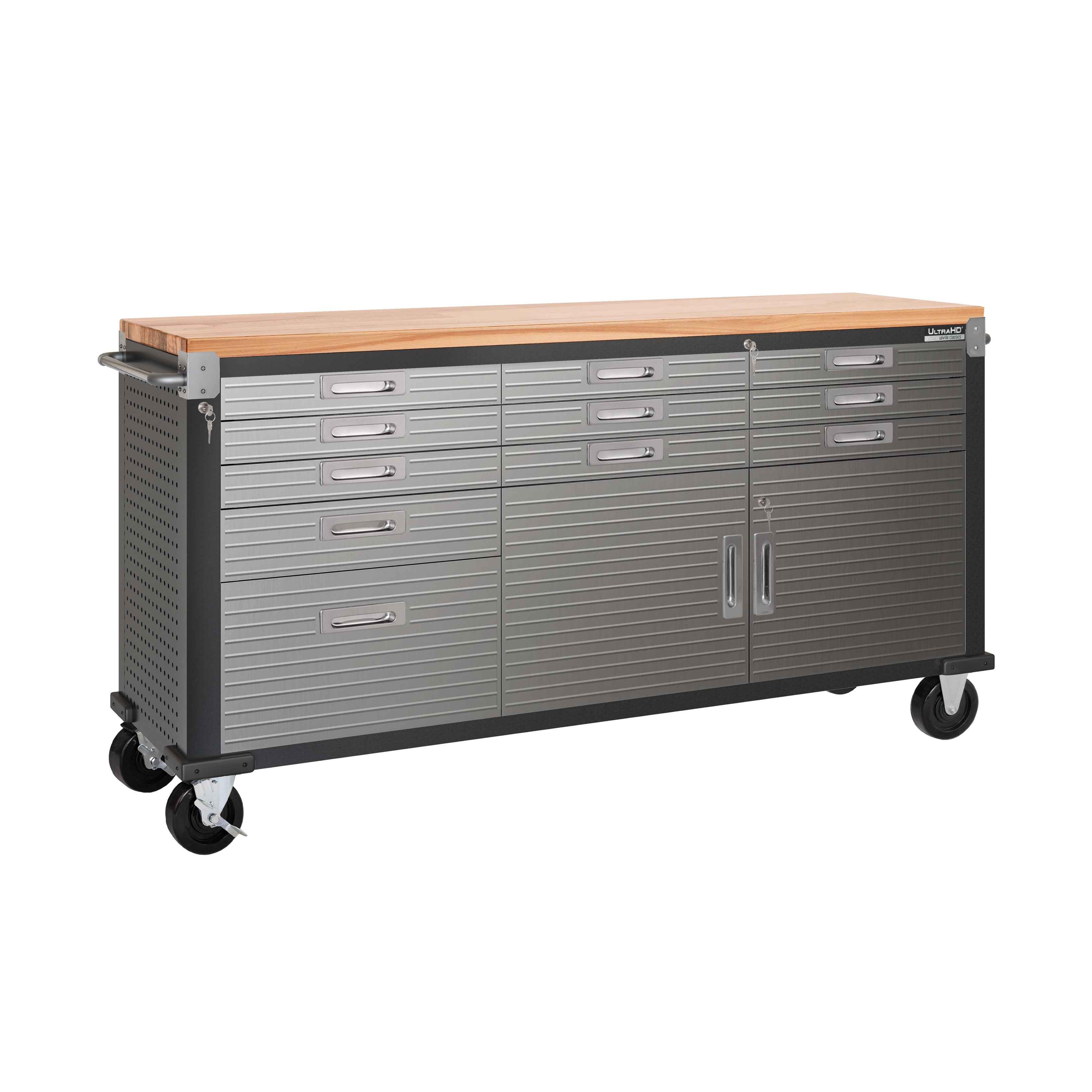 UltraHD® 8-Piece Heavy Duty Storage Cabinet System with Rolling Workbench - Garage Organization & Workshop Storage Solution for Tools and Equipment
