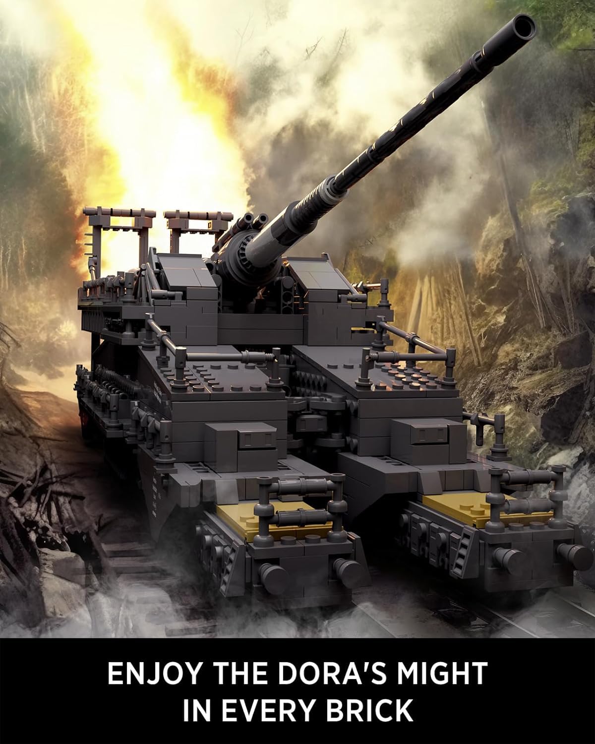 Nifeliz Railway Bolt Clamping Blocks - German Dora Heavy Artillery - WWII Rail Protection Collectible Model Kit (2355 Pieces) - Perfect Gift for Adults & Men, Ideal for History Enthusiasts & Model Builders