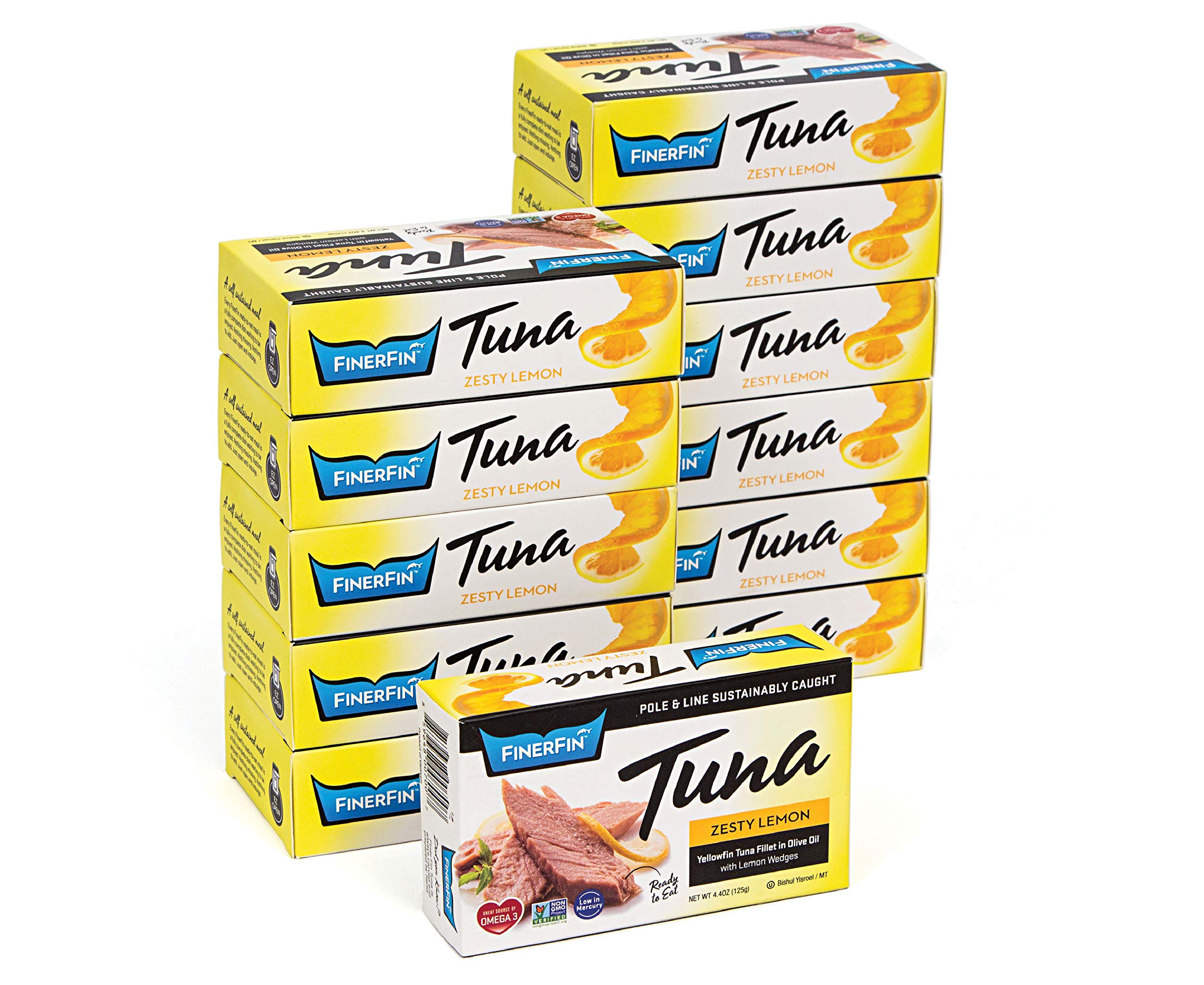 Premium Wild-Caught Yellowfin Tuna Salad in Organic EVOO | Zesty Lemon Flavor | Gourmet Ready-to-Eat Canned Tuna Fillets | 4.4oz Can (12-Pack) | Perfect for Salads, Sandwiches & Keto Meals