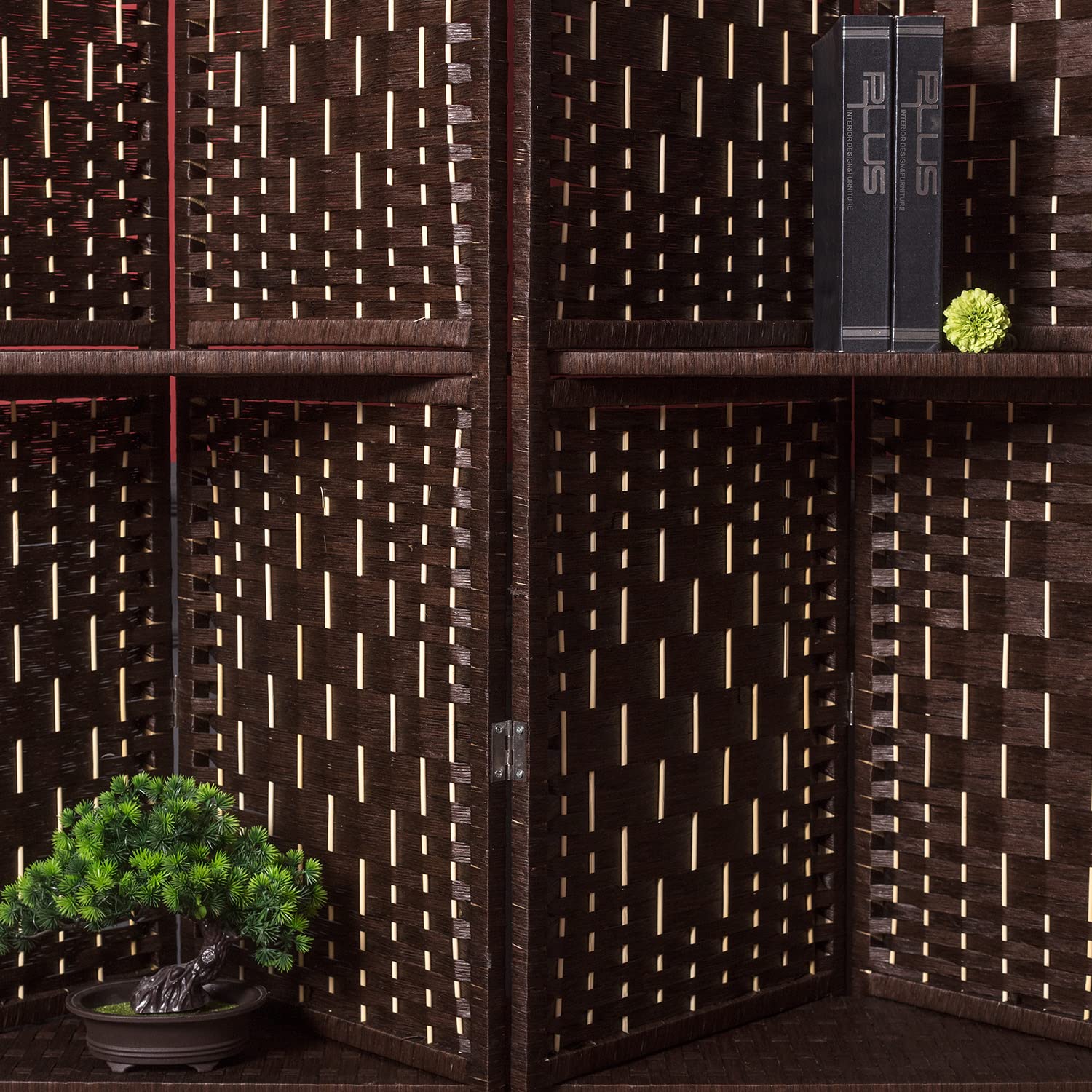 4 Panel Folding Room Divider with Removable Storage Shelves - 67