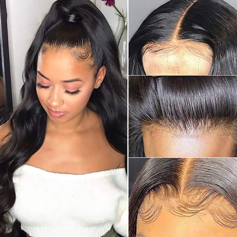 360 Virgin Human Hair Lace Front Wigs for Women - Small Cap 1B Off Black Fake Scalp - Pre Plucked 12