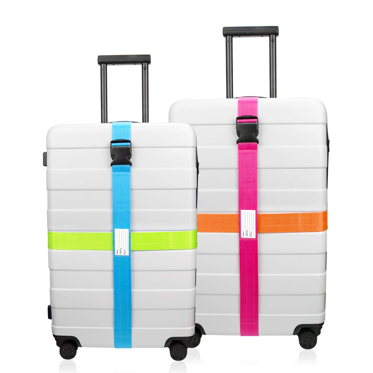 TSA Approved Luggage Straps - 4 Pack (6.56 ft) Suitcase Belt for Carry-On Bags | Travel Essentials & Accessories | Perfect Gift for Frequent Flyers | Secure Your Suitcase During Air Travel