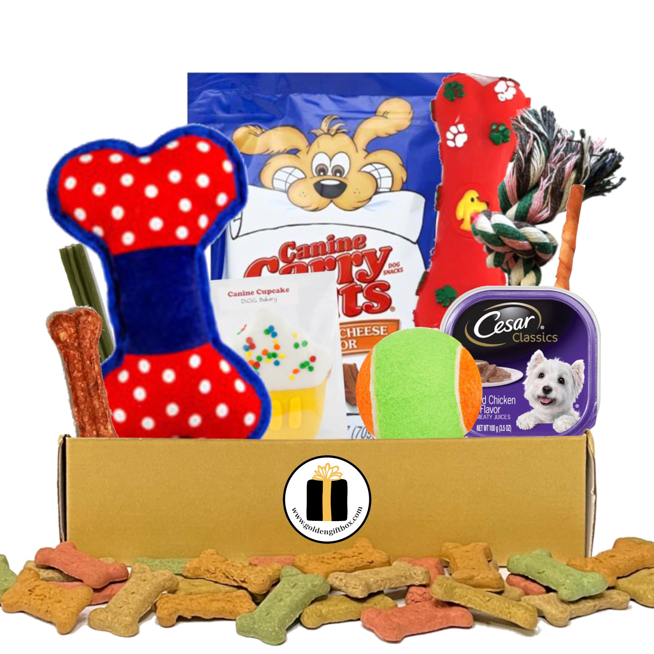 Premium Dog Gift Box with Treats & Toys - Birthday, Holiday, Get Well & New Puppy Gift Basket for Dogs - Perfect for Special Occasions & Surprise Pet Lovers