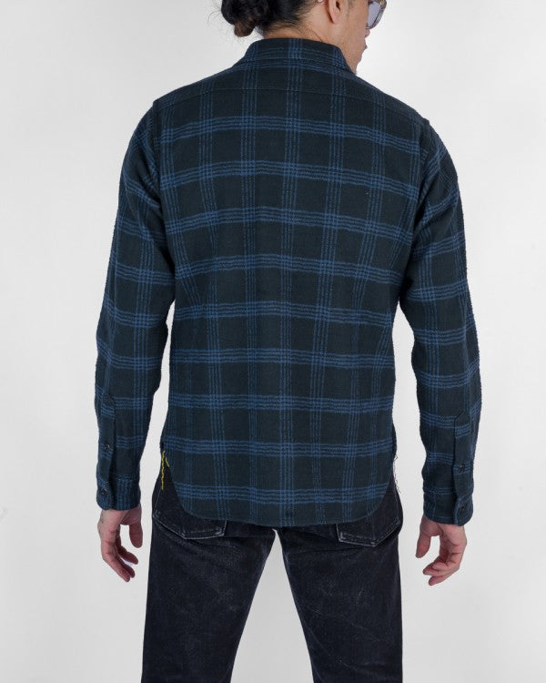 Iron Heart IHSH-408 12oz Heavyweight Slub Flannel Checkered Work Shirt - Black | Durable Men's Shirt for Outdoor Work & Casual Wear