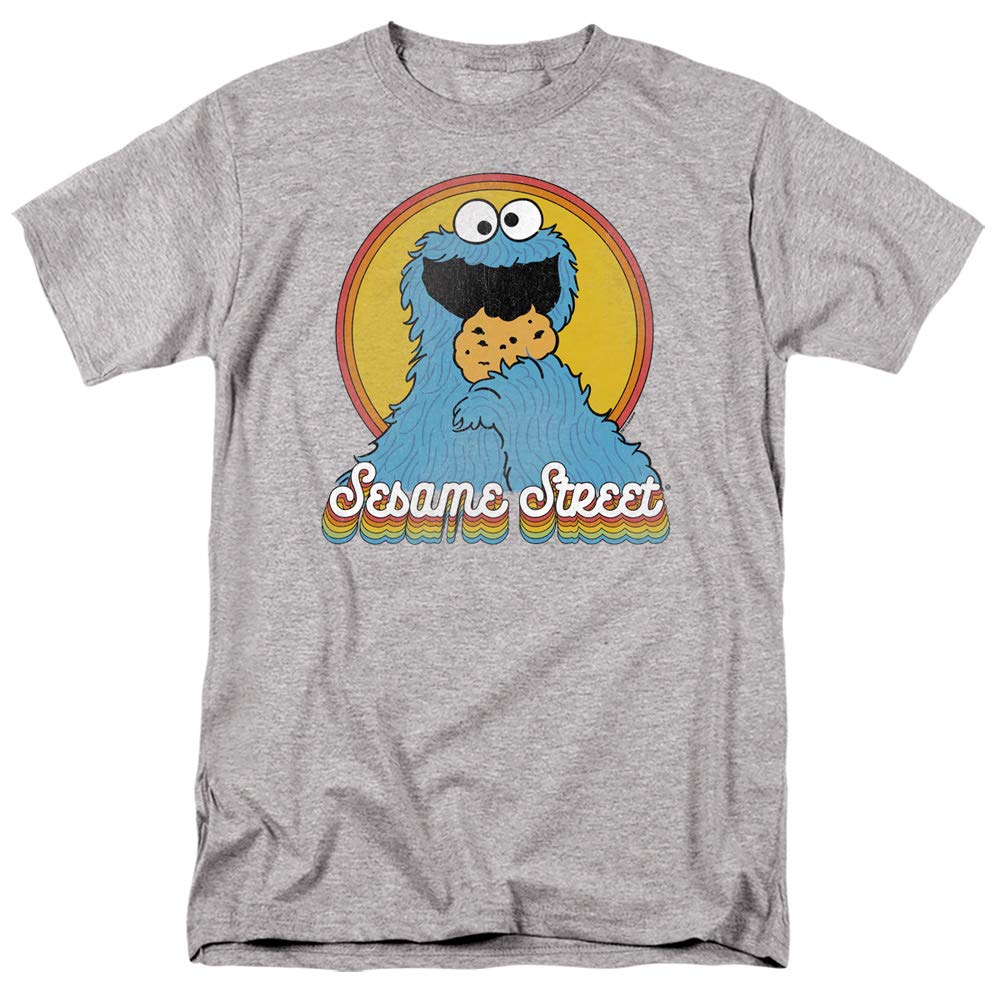 Sesame Street Cookie Monster Rainbow Heather Graphic T-Shirt for Men & Women - Large Size | Soft Cotton Casual Tee for Kids, Adults, Fans, Cosplay & Everyday Wear