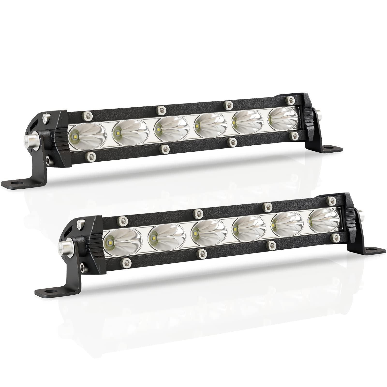 Zmoon 7 Inch LED Light Bar 60W 6000LM Spot Flood Combo Off Road Lights - Waterproof Slim Design for SUV, Jeep, ATV, Boat (2 Pack) - Perfect for Night Driving, Camping & Outdoor Adventures