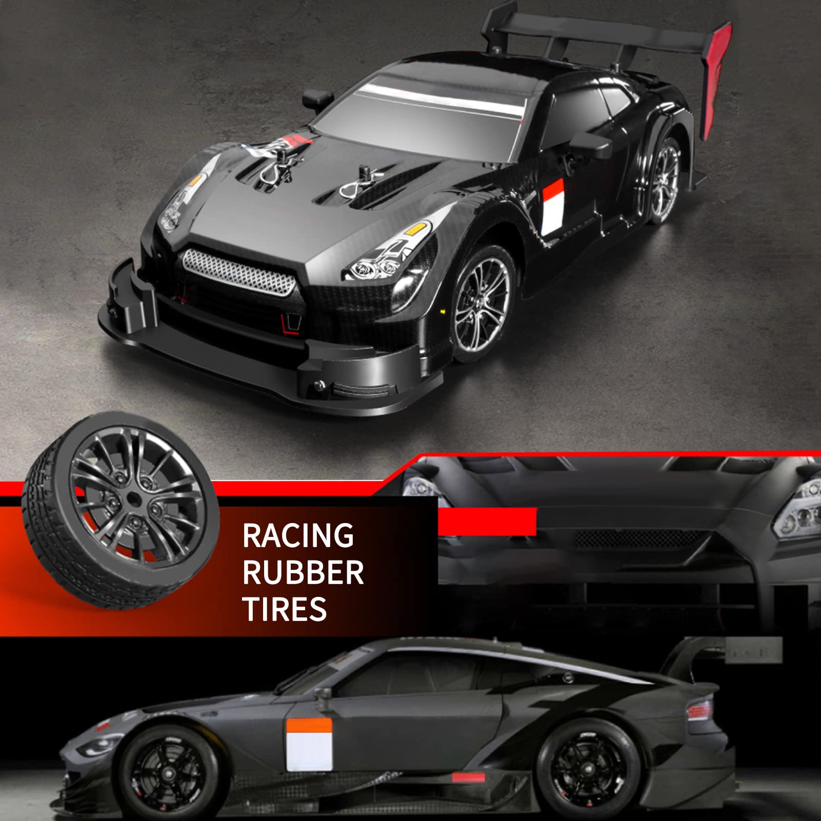 GoolRC 1/16 Scale 2.4GHz 4WD RC Drift Car - 40km/h High Speed Remote Control Race Car, Waterproof Electric Toy Car for Kids (Red) - Perfect for Indoor Racing, Outdoor Drifting & Birthday Gifts for Boys