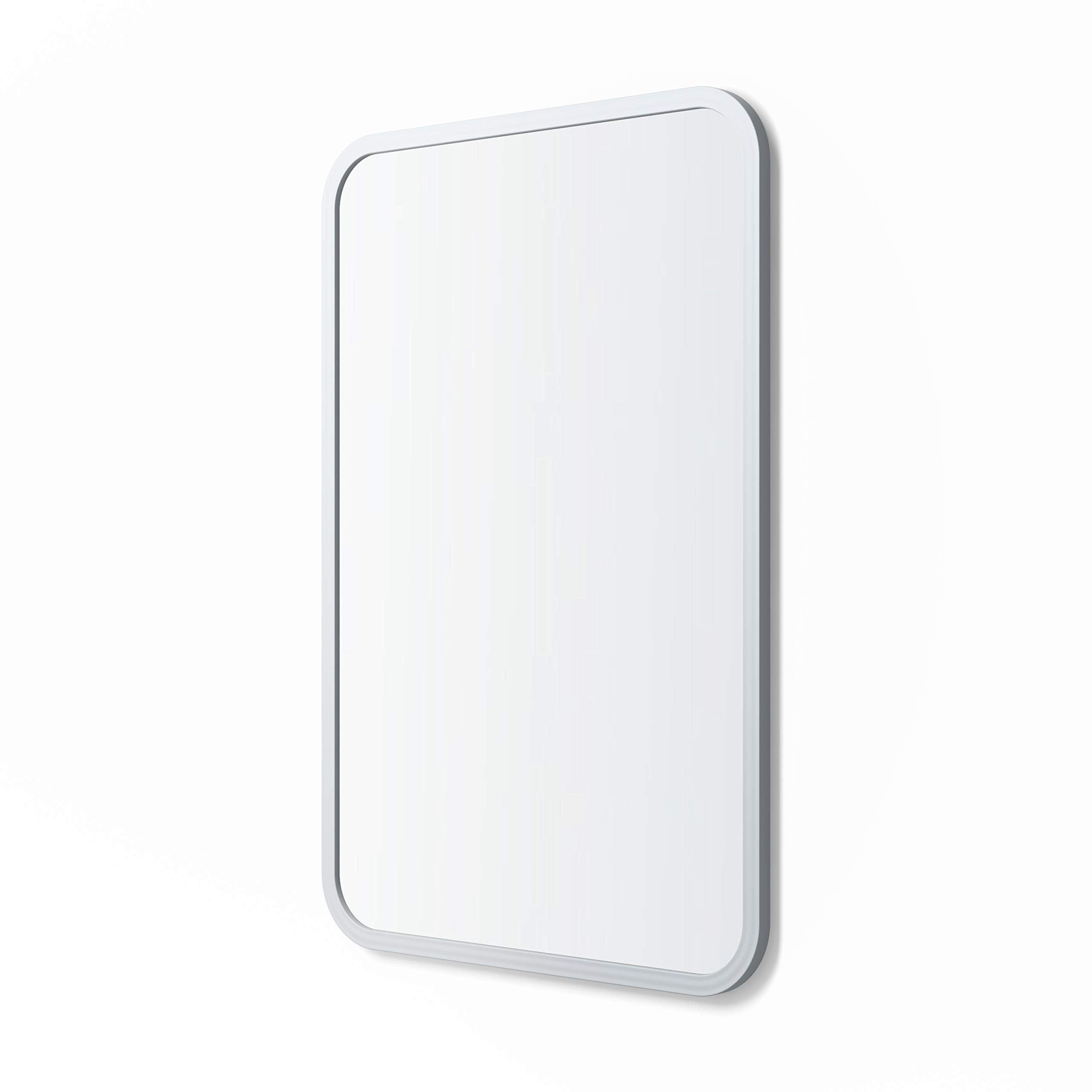 Better Bevel 24” x 36” Grey Rubber Framed Bathroom Mirror - Rounded Rectangle Wall Mirror for Bathroom, Bedroom, Dressing Room & Vanity Decor