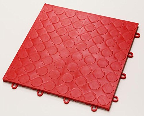 Interlocking Coin Pattern Garage Floor Tiles - Graphite Modular Deck Tiles (50-Piece Set) for Patio, Workshop & Outdoor Spaces