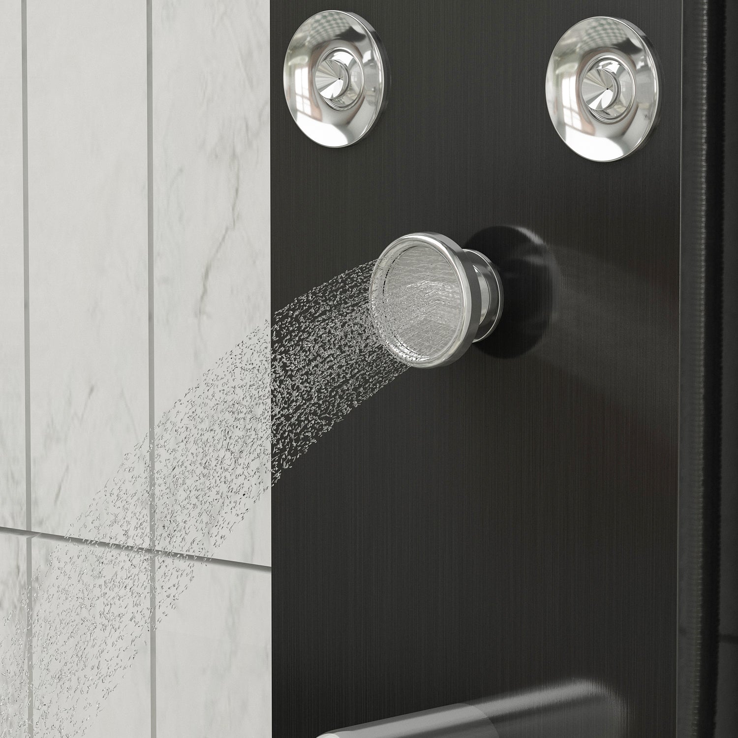5 in 1 LED Shower Panel Tower with 6 Body Jets, Rainfall Shower Head & Temperature Display - Perfect for Luxury Bathroom Upgrade & Spa Experience at Home