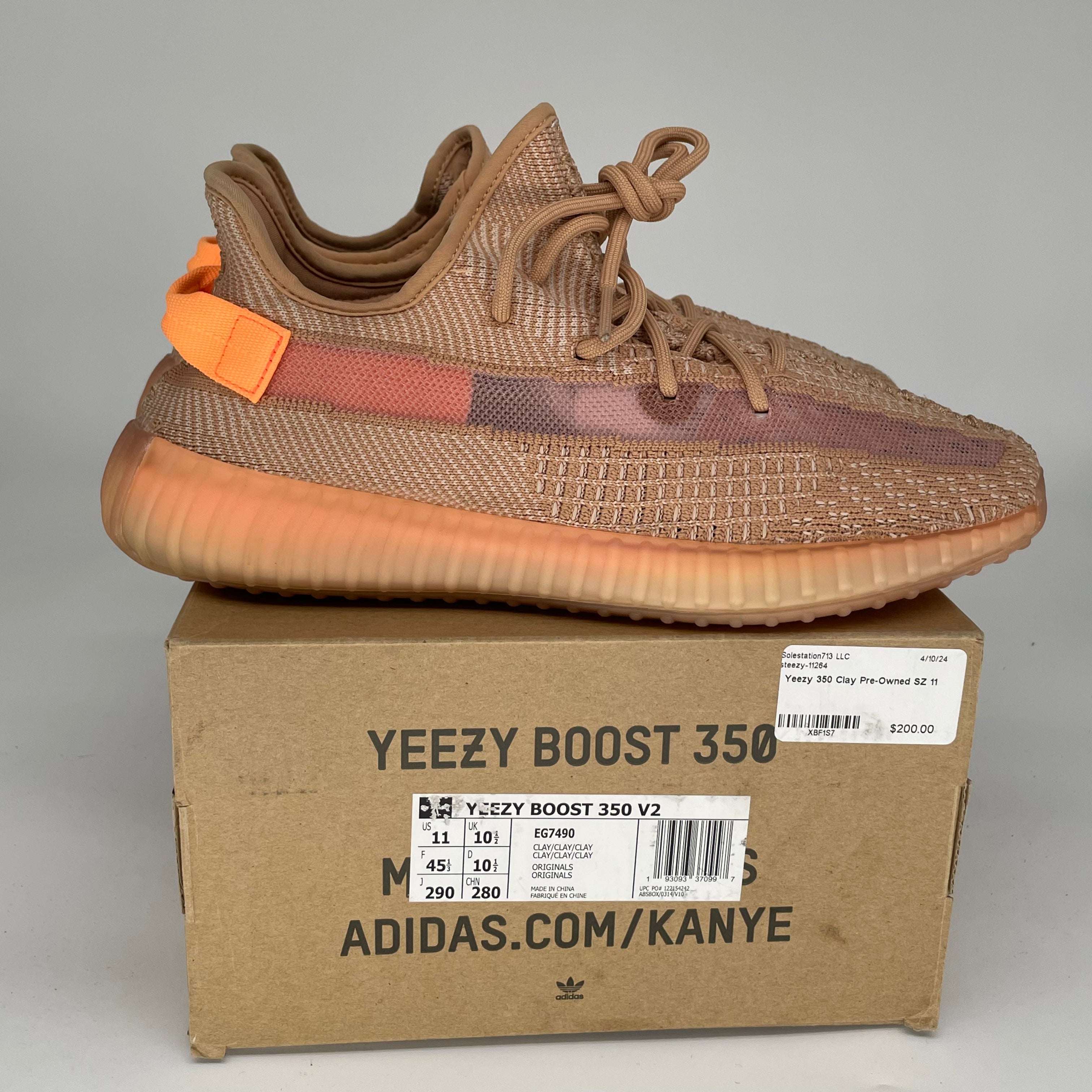 Adidas Yeezy Boost 350 V2 'Clay' - Men's Running Shoes Size 11 | EG7490 | Comfortable Sneakers for Gym, Running & Casual Wear