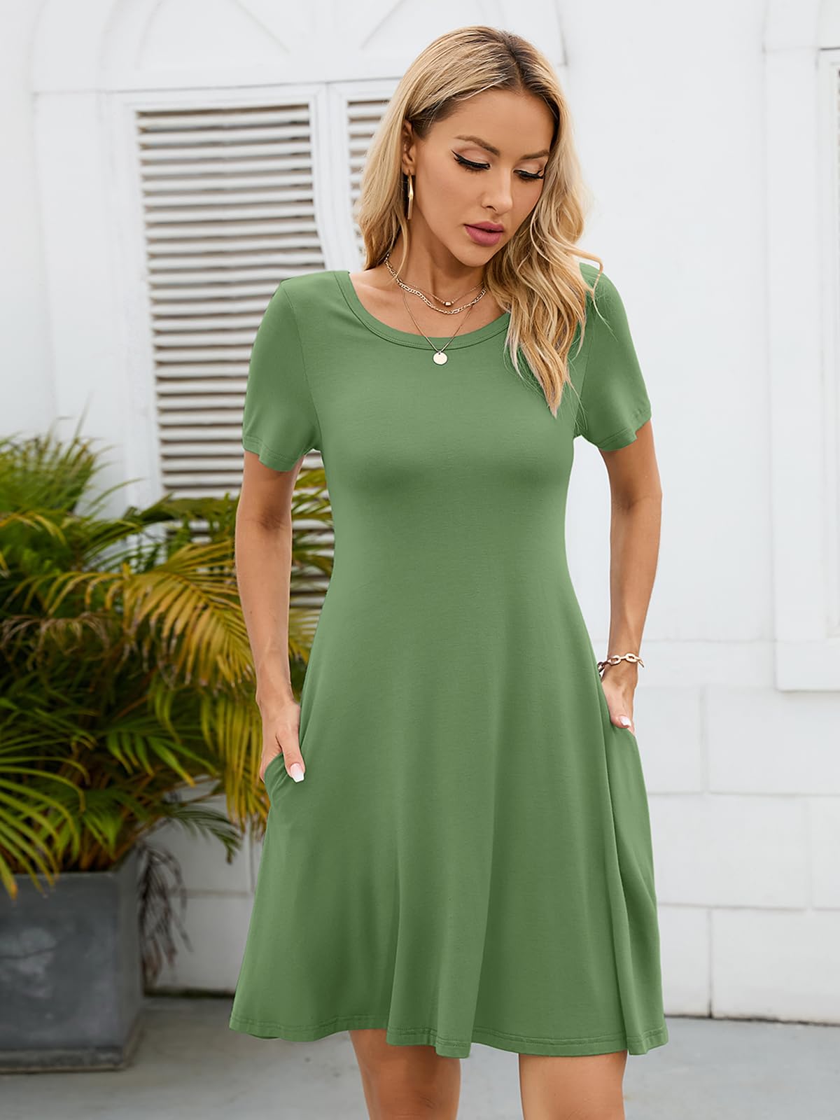 KORSIS Women's Casual Summer T-Shirt Dress - Flowy Swing Sundress with Pockets for Beach, Vacation & Everyday Wear | Lightweight Comfortable Dress for Outdoor Activities, Travel & Relaxation