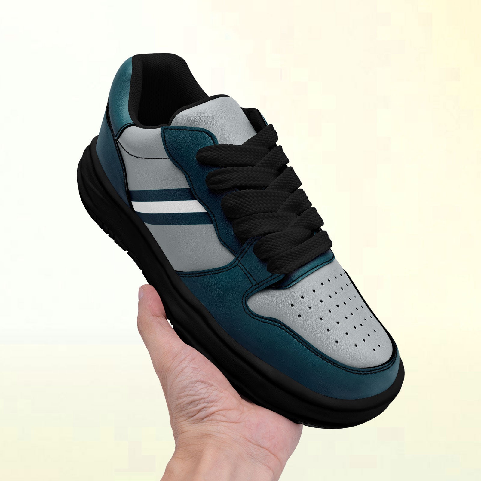 Custom Green & Gray Philadelphia Personalized Sneakers - FN032 D020389 | Unisex Comfortable Walking Shoes for Casual Wear, Gym & Street Fashion