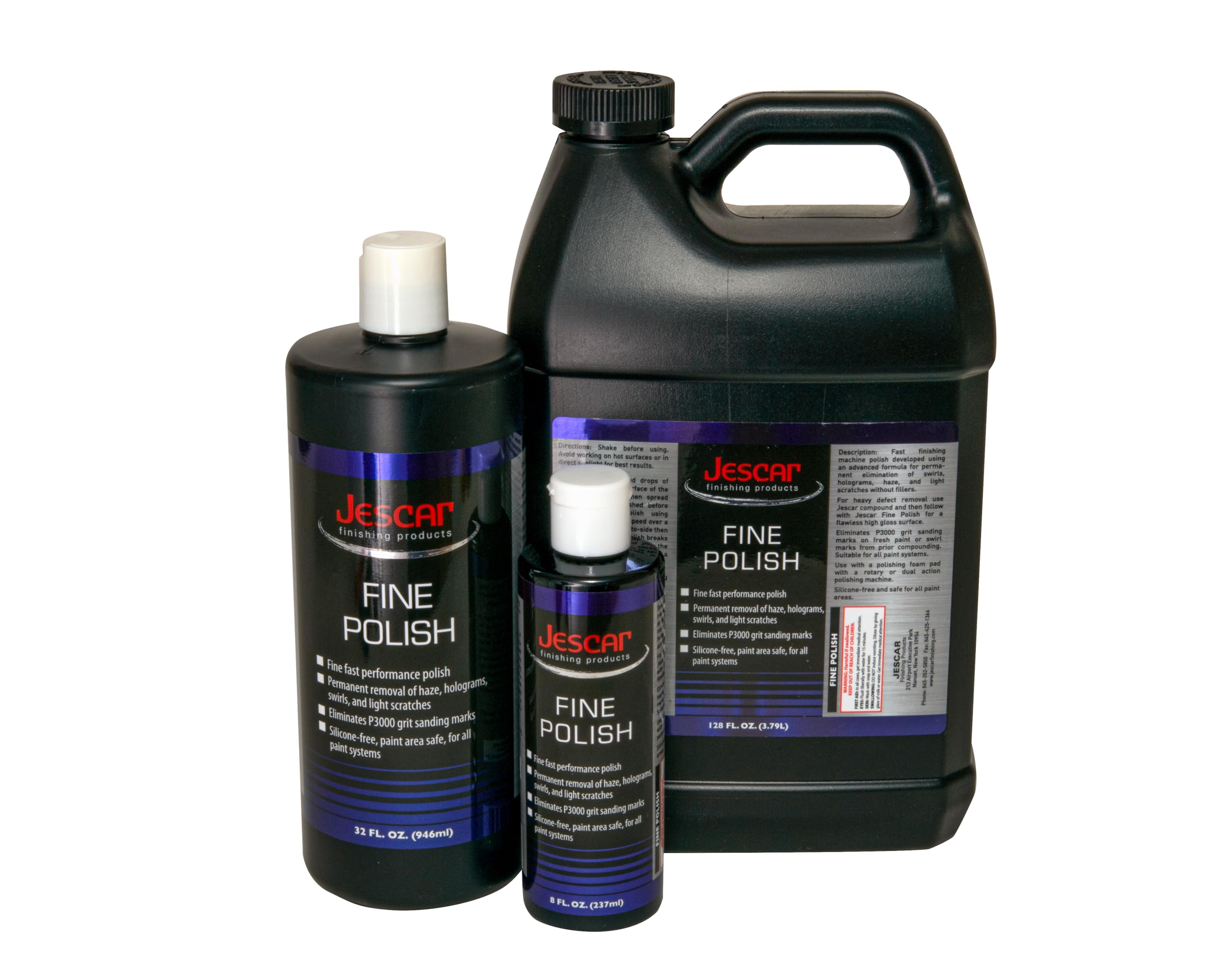 Jescar Fine Polish - 8oz Professional Car Finishing Polish | Removes Swirl Marks, Holograms, Haze & Light Scratches | Body Shop Safe | Eliminates P3000 Grit Sanding Marks | Enhances Gloss & Clarity | Perfect for Detailing, Show Car Prep & Paint Correction
