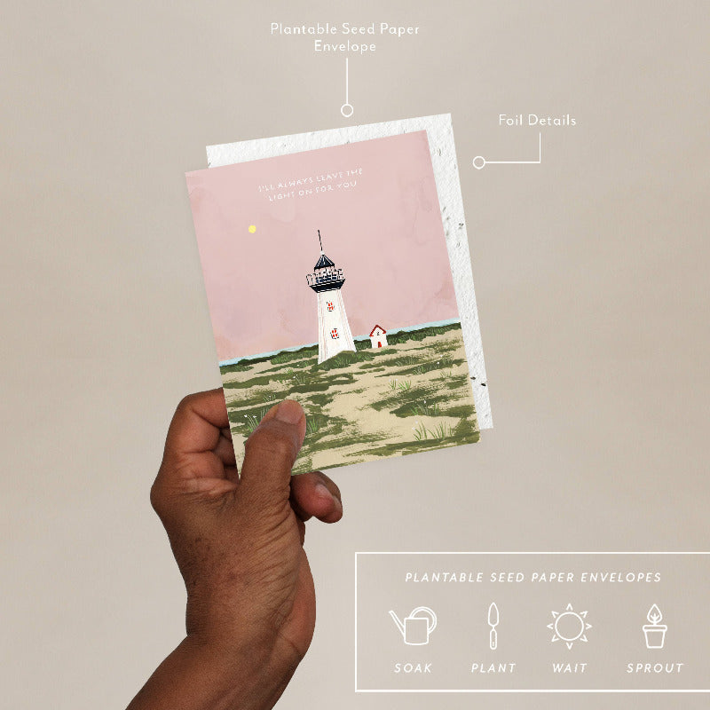Beautiful Lighthouse Love & Friendship Greeting Card - Perfect for Anniversaries, Birthdays & Long-Distance Friends