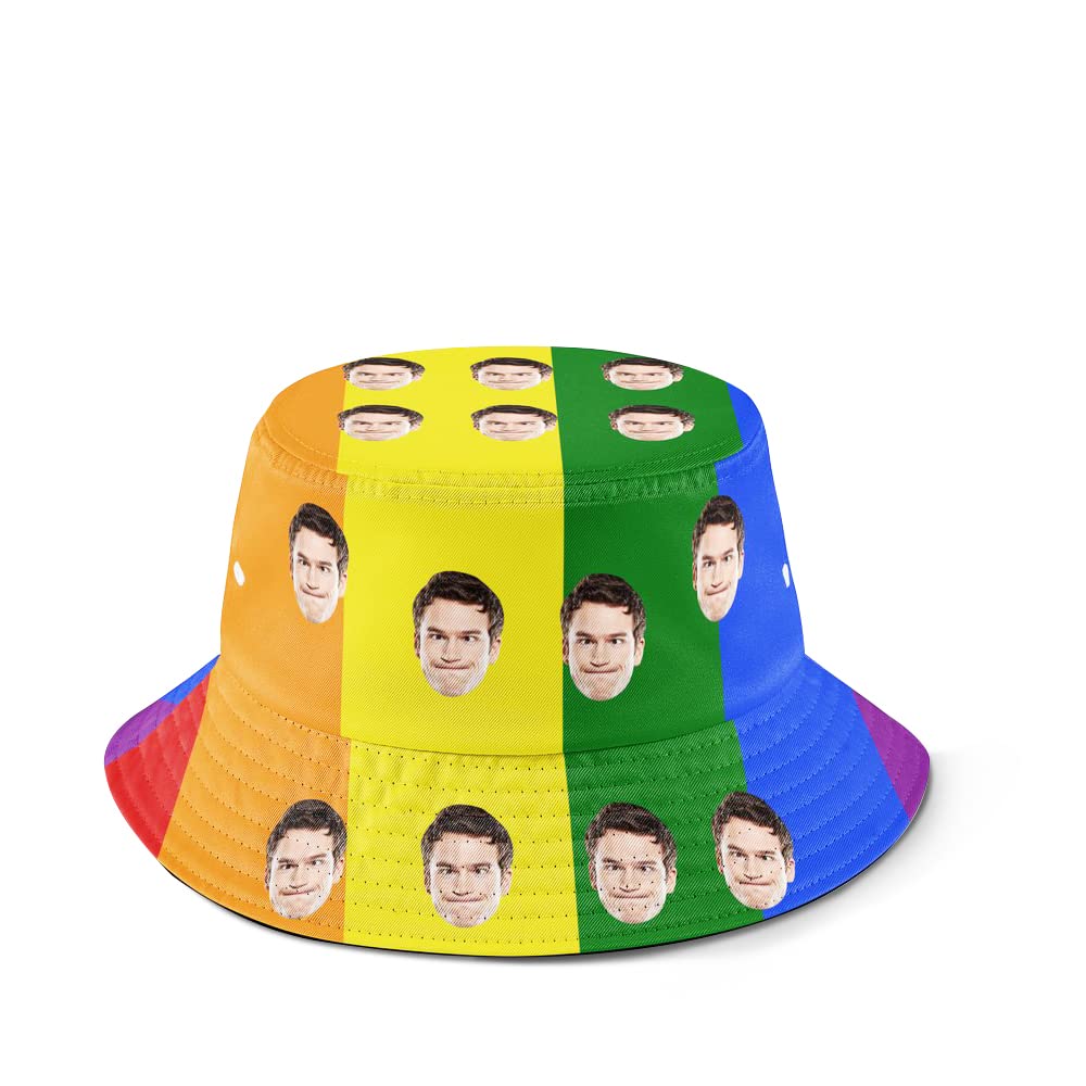 Custom LGBTQ Pride Bucket Hat for Men & Women - Personalized Rainbow Hat with Adjustable Strap - Unisex Gay Pride Accessories & Gifts for Pride Month Parades, Festivals & Celebrations