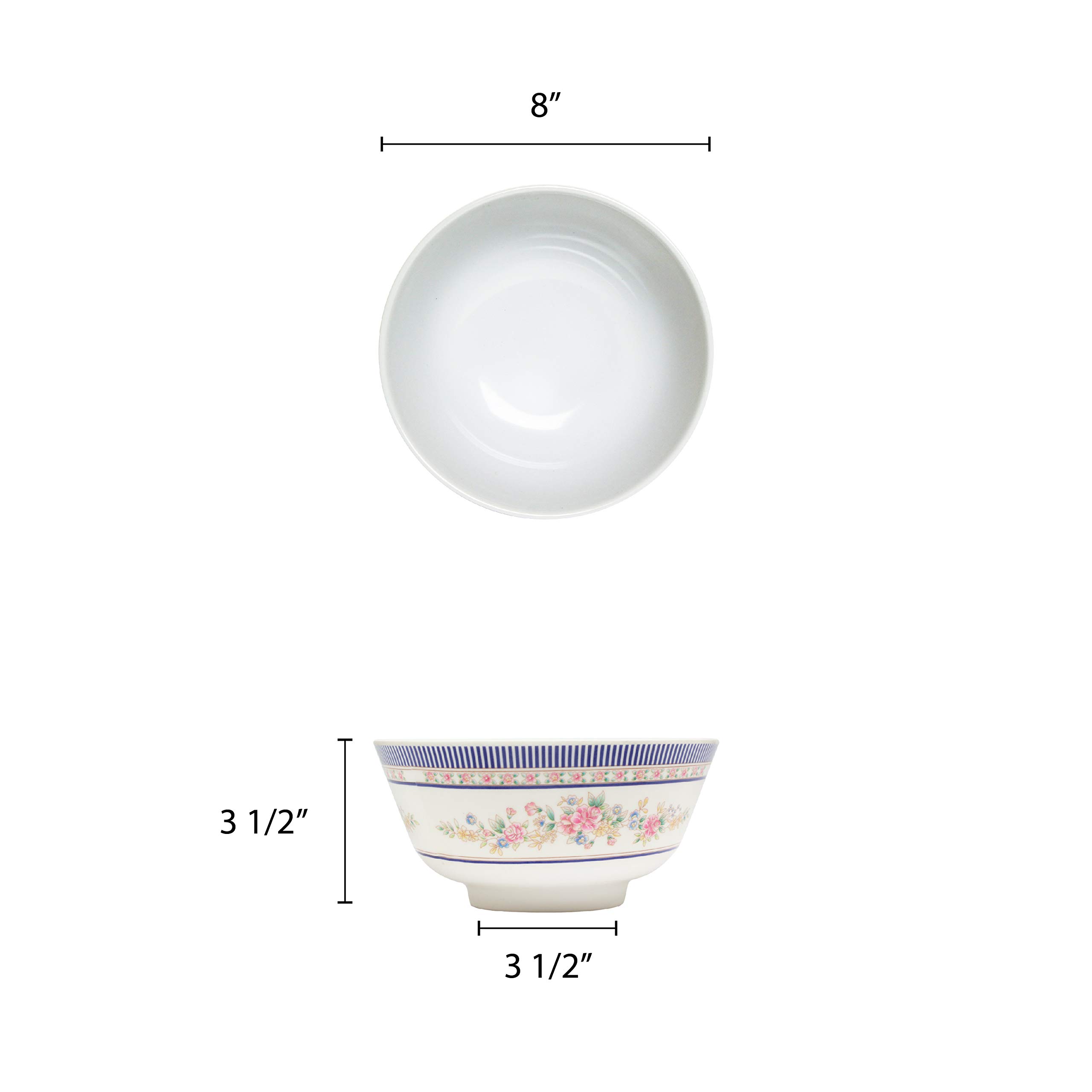 Premium Rose Melamine Dinnerware Set - 56 oz, 8