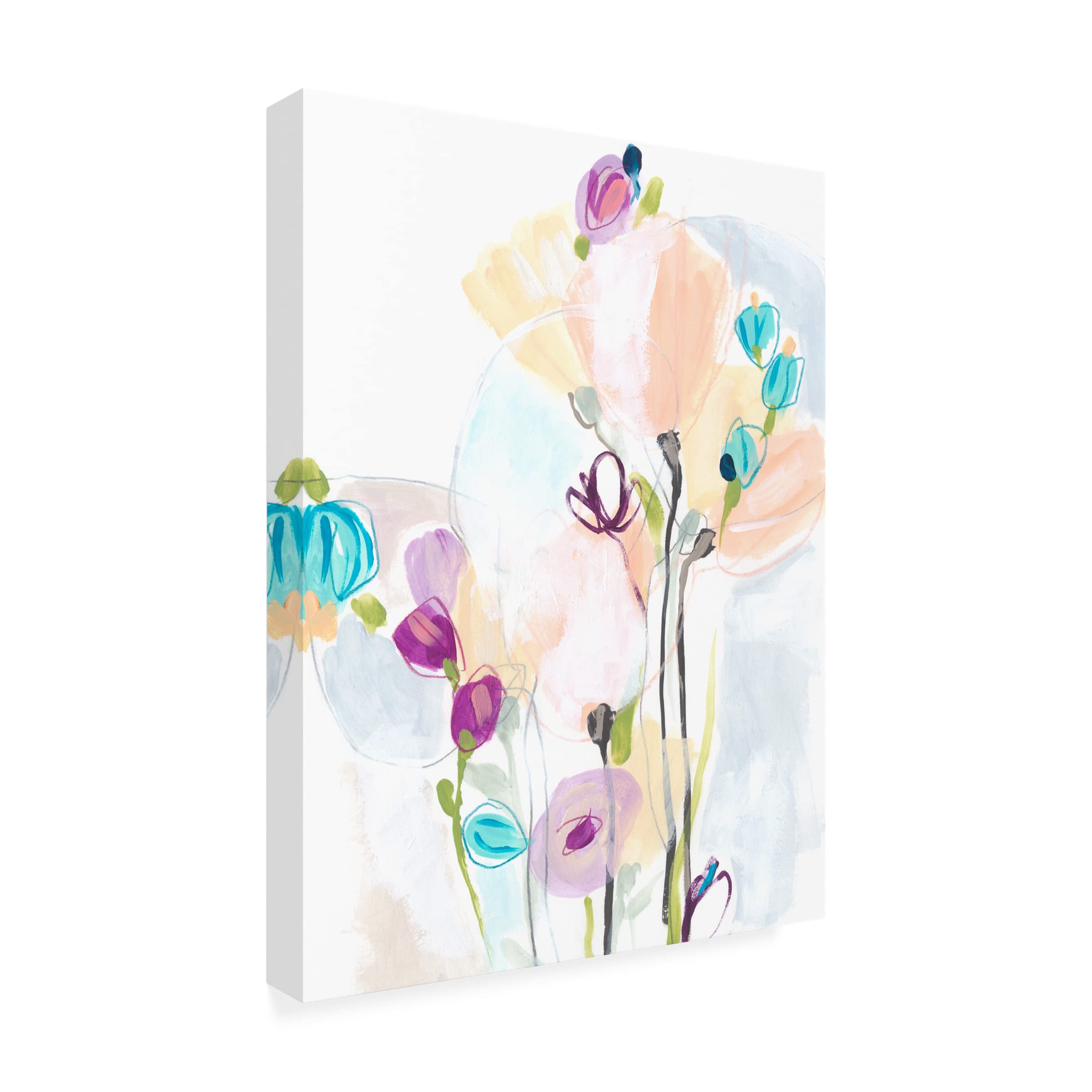 Trademark Fine Art 'Scattershot Garden I' Canvas Wall Art by June Erica Vess - Vibrant Floral Painting for Living Room, Bedroom & Office Decor