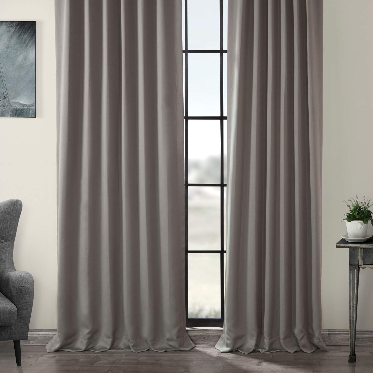 Room Darkening Curtains 108 Inches Long - Blackout Drapes for Bedroom & Living Room (1 Panel, 50x108, Neutral Grey) | Perfect for Home Theater, Nursery & Light Control