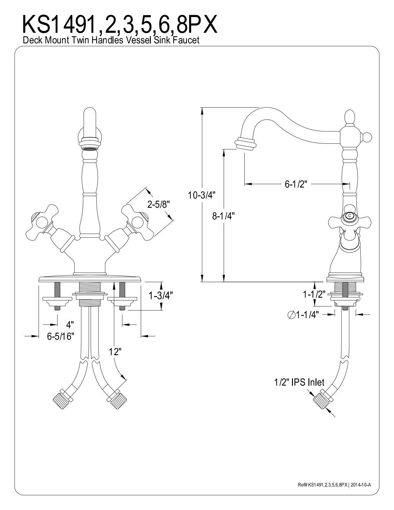 Elements of Design ES1495PX New Orleans 2-Handle 4