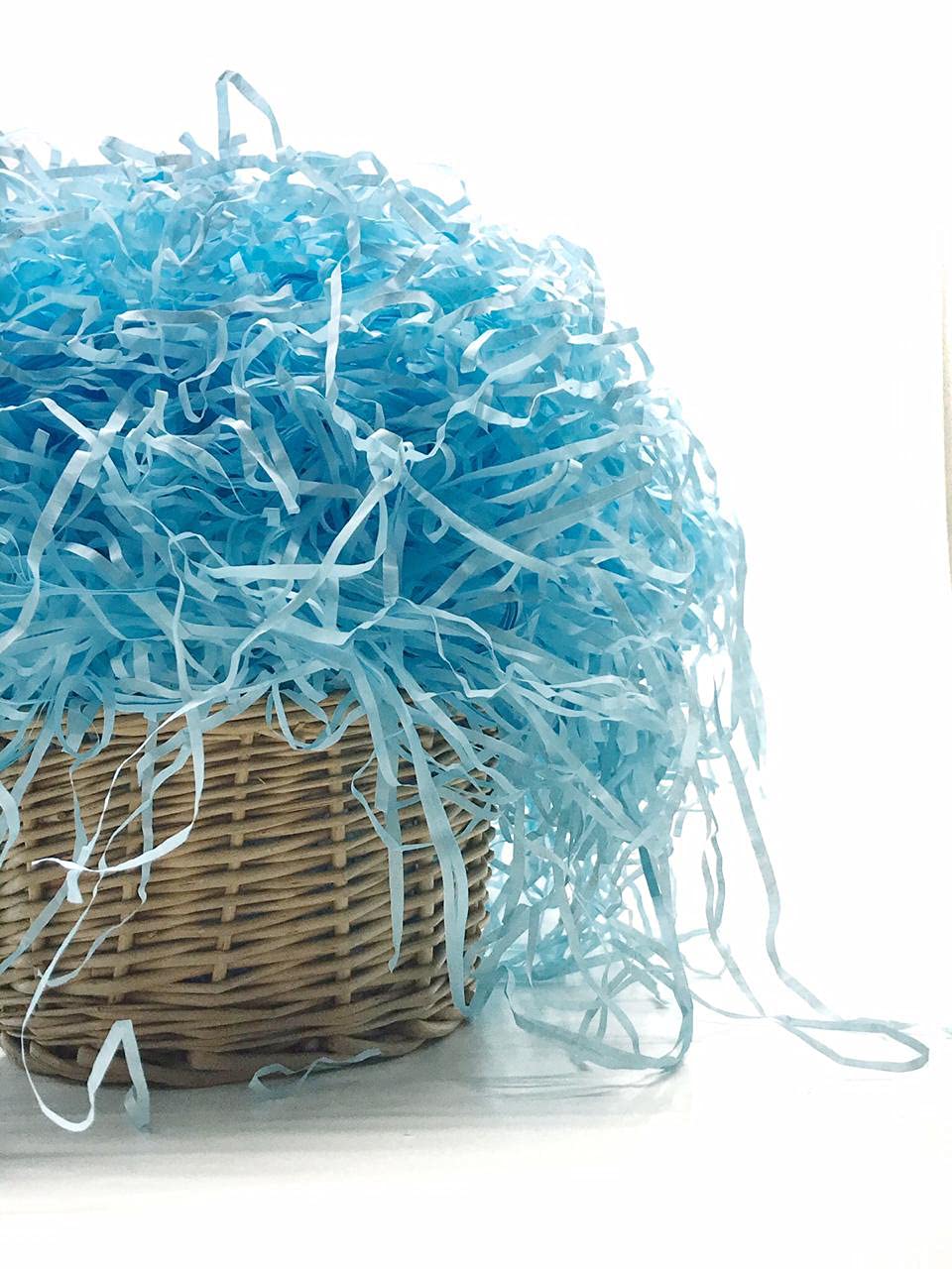 Eco-Friendly Sky Blue Shredded Crinkle Paper Strips - 100g for Diwali Tray Decorations, Gift Box Fillers, Wedding & Birthday Party Decor | Sustainable Craft Supplies for DIY Projects, Home Decor, and Festive Celebrations