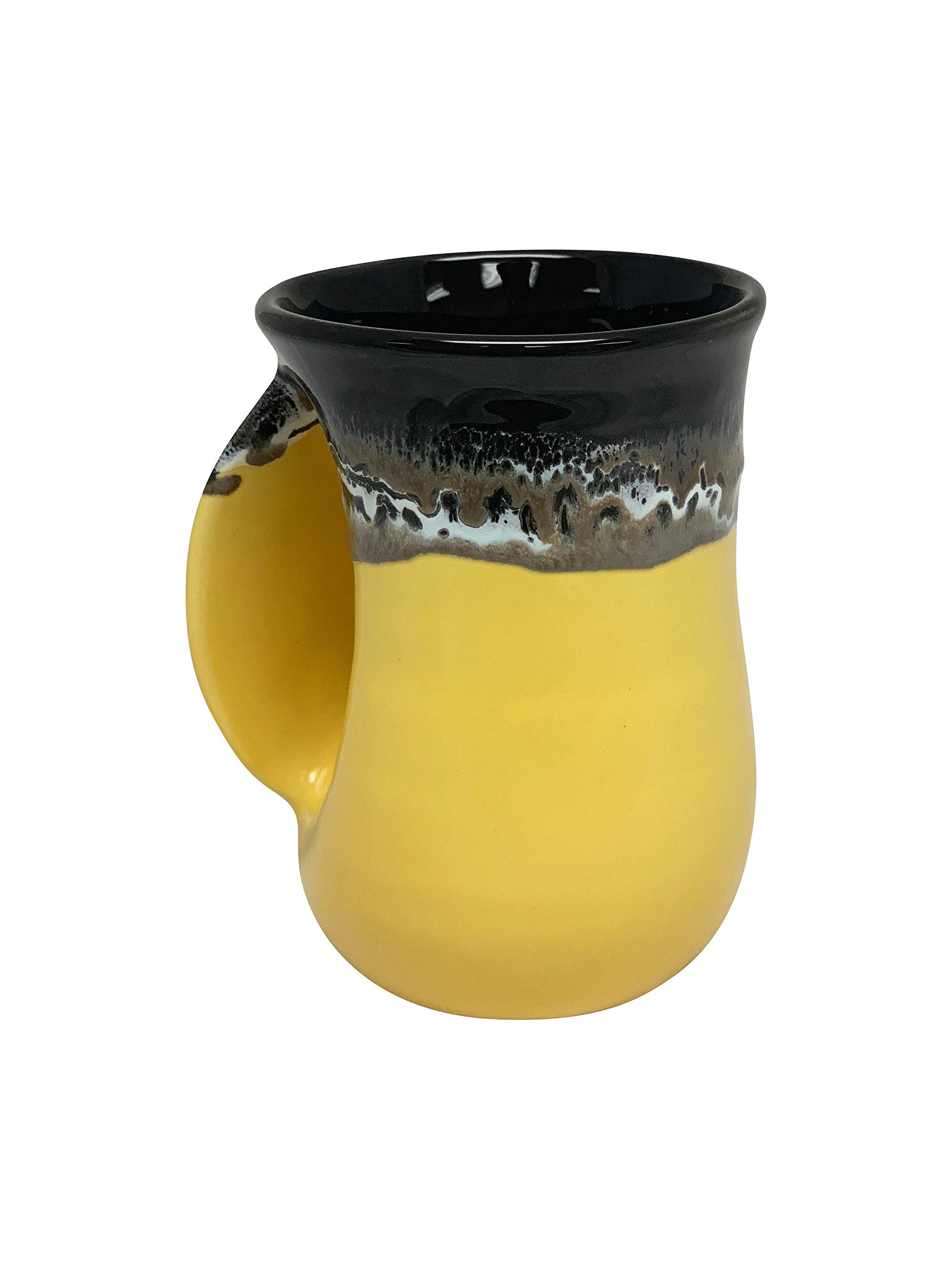 Left-Handed Hand Warmer Mug - Yellow & Black Insulated Coffee Cup for Hot Drinks - Perfect for Office, Travel, and Outdoor Activities