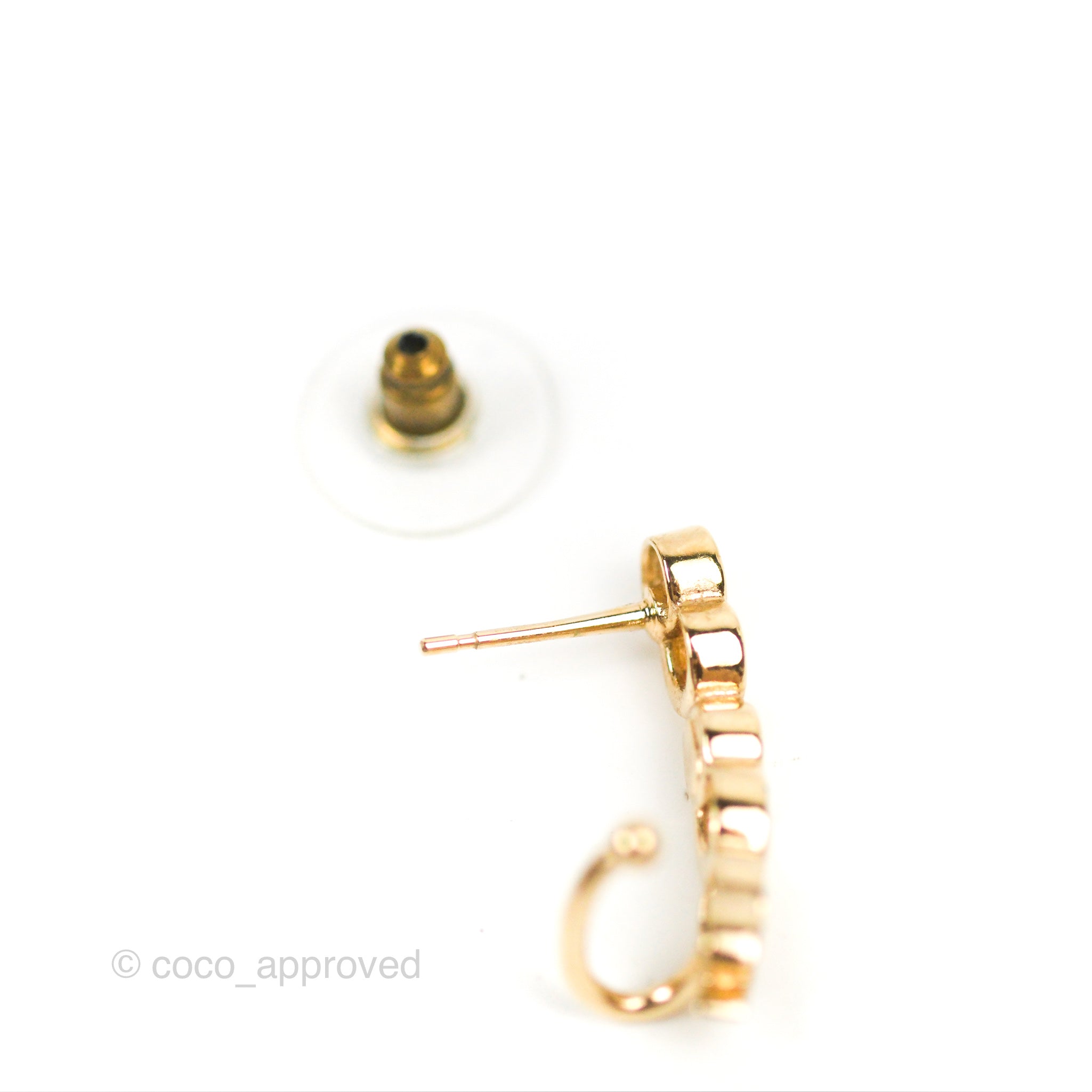 Chanel CC Coco Crystal Earrings & Ear Cuff Set - Gold Tone Fashion Jewelry 22P Collection | Perfect for Parties, Weddings & Evening Events