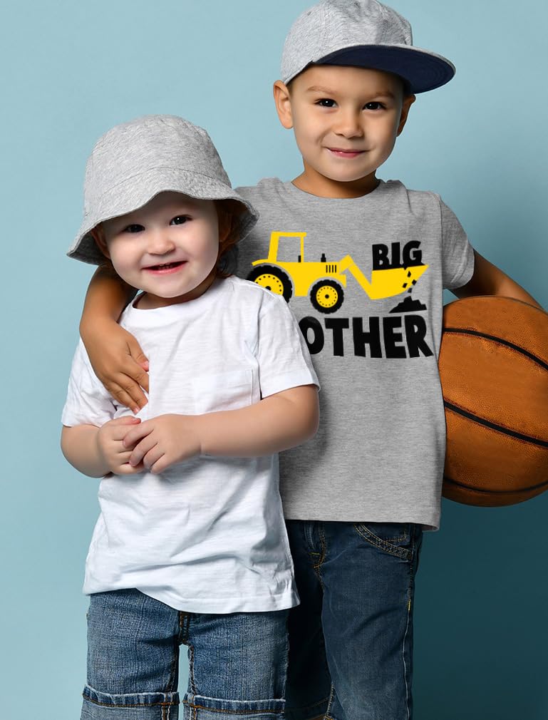 Funny Construction Tractor Big Brother T-Shirt - Cute Pregnancy Announcement Gift for Toddler Boys & Siblings - Soft Cotton Kids Tee for Baby Reveal Parties & Family Photos