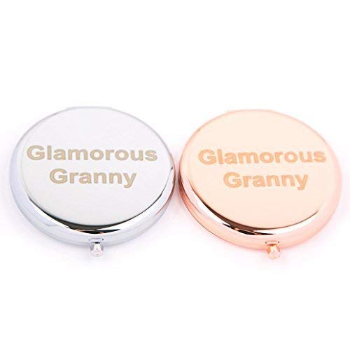 Glamorous Granny Silver Slogan Compact Mirror - Portable Makeup Mirror for Travel, Handbag & Touch-Ups