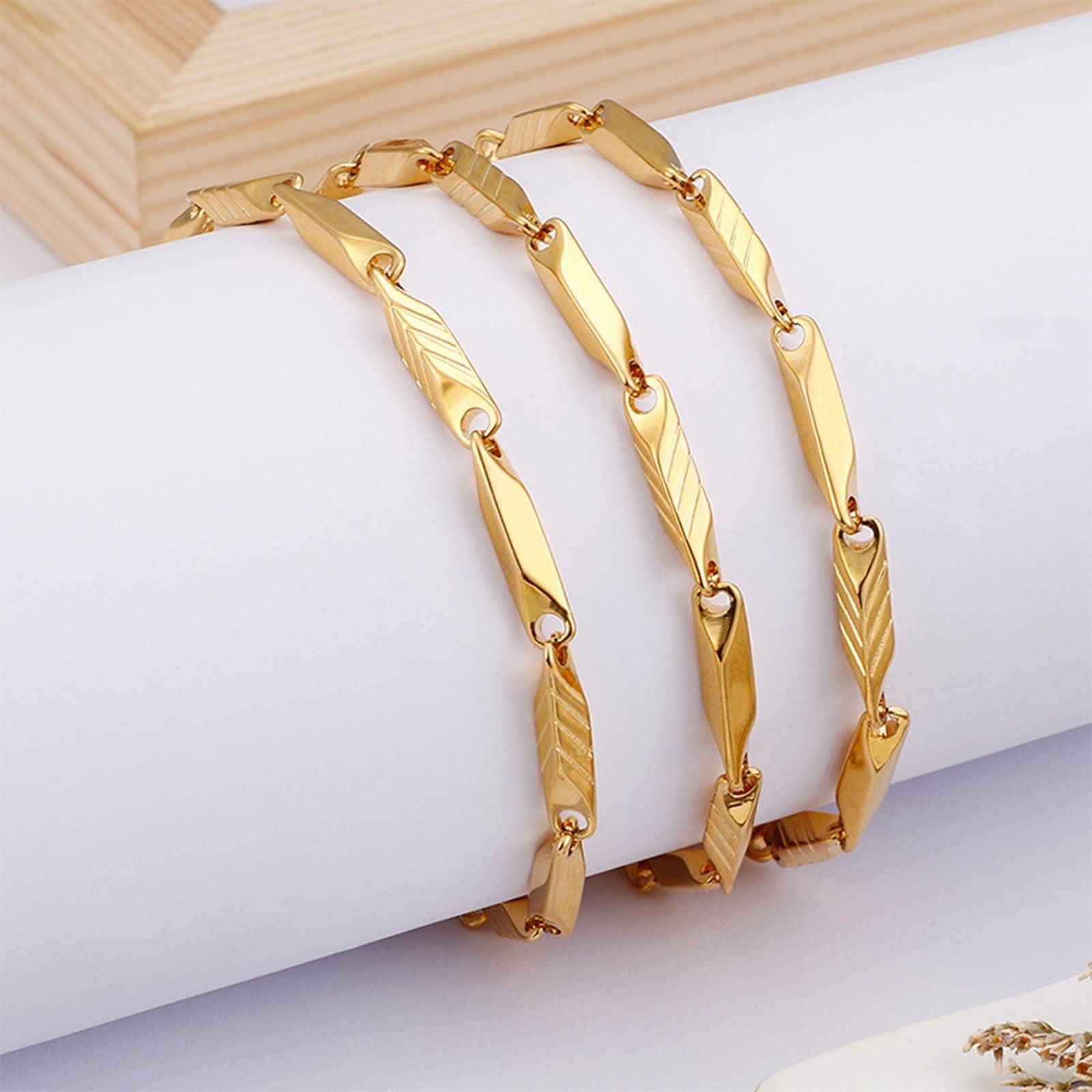 4mm 24 Inch Stainless Steel Gothic Bar Chain Necklace for Men - Gold Plated Gothic Jewelry for Punk, Rock & Alternative Fashion
