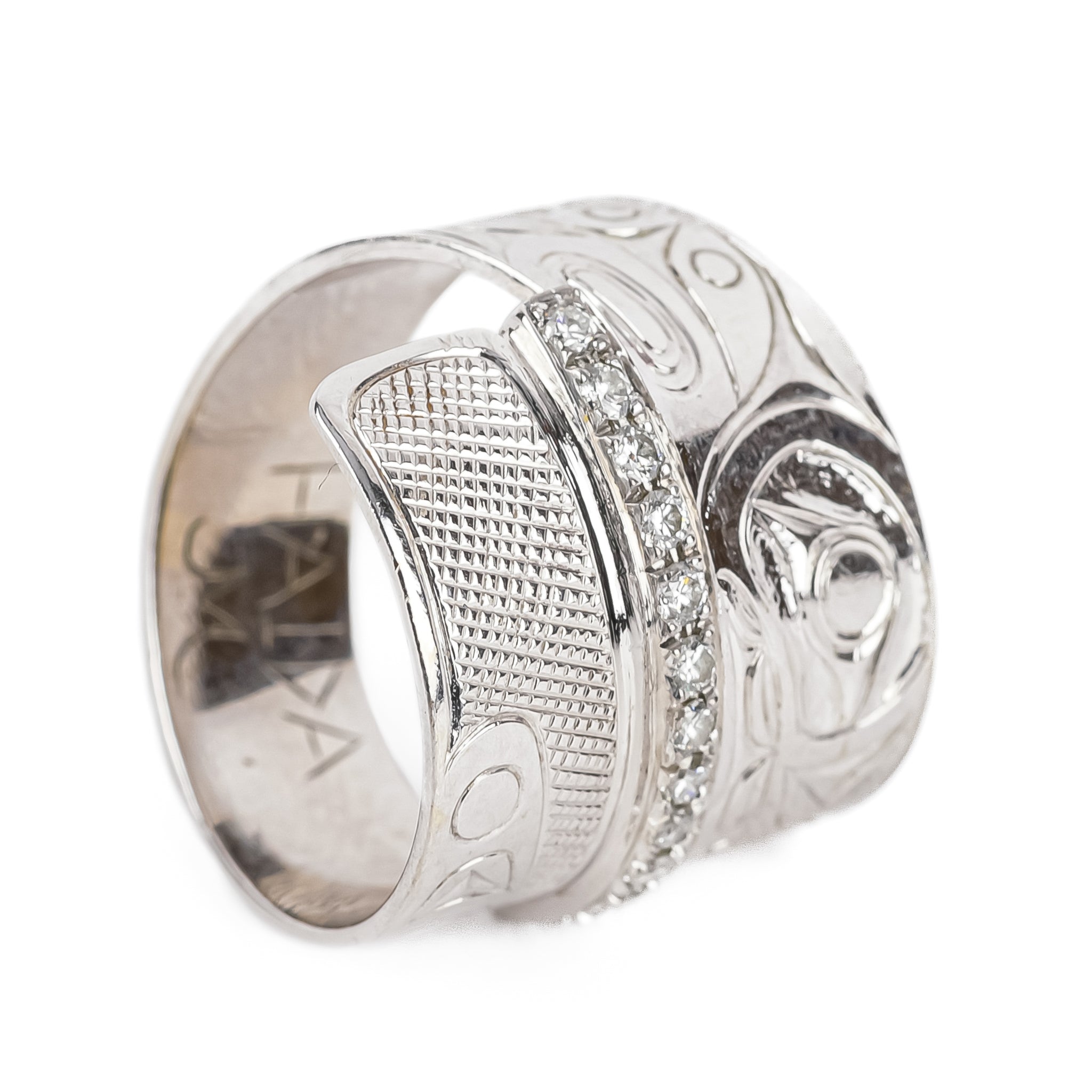 14K White Gold Diamond Bypass Haida Ring for Women - Elegant Wedding, Engagement & Anniversary Jewelry Gift
