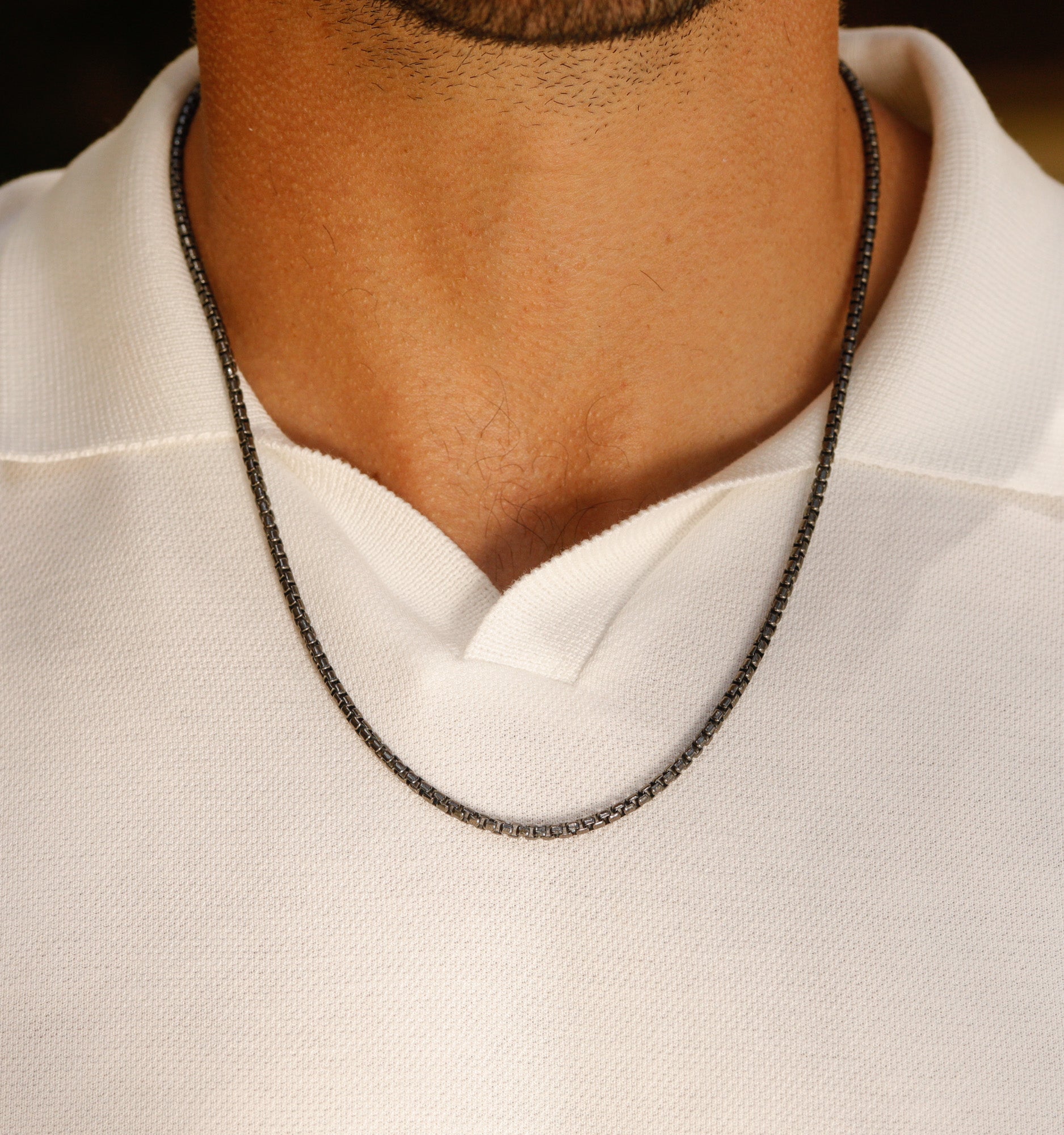 Black Rhodium Box Chain Necklace for Women - Elegant & Durable Jewelry for Everyday Wear, Parties & Gifts