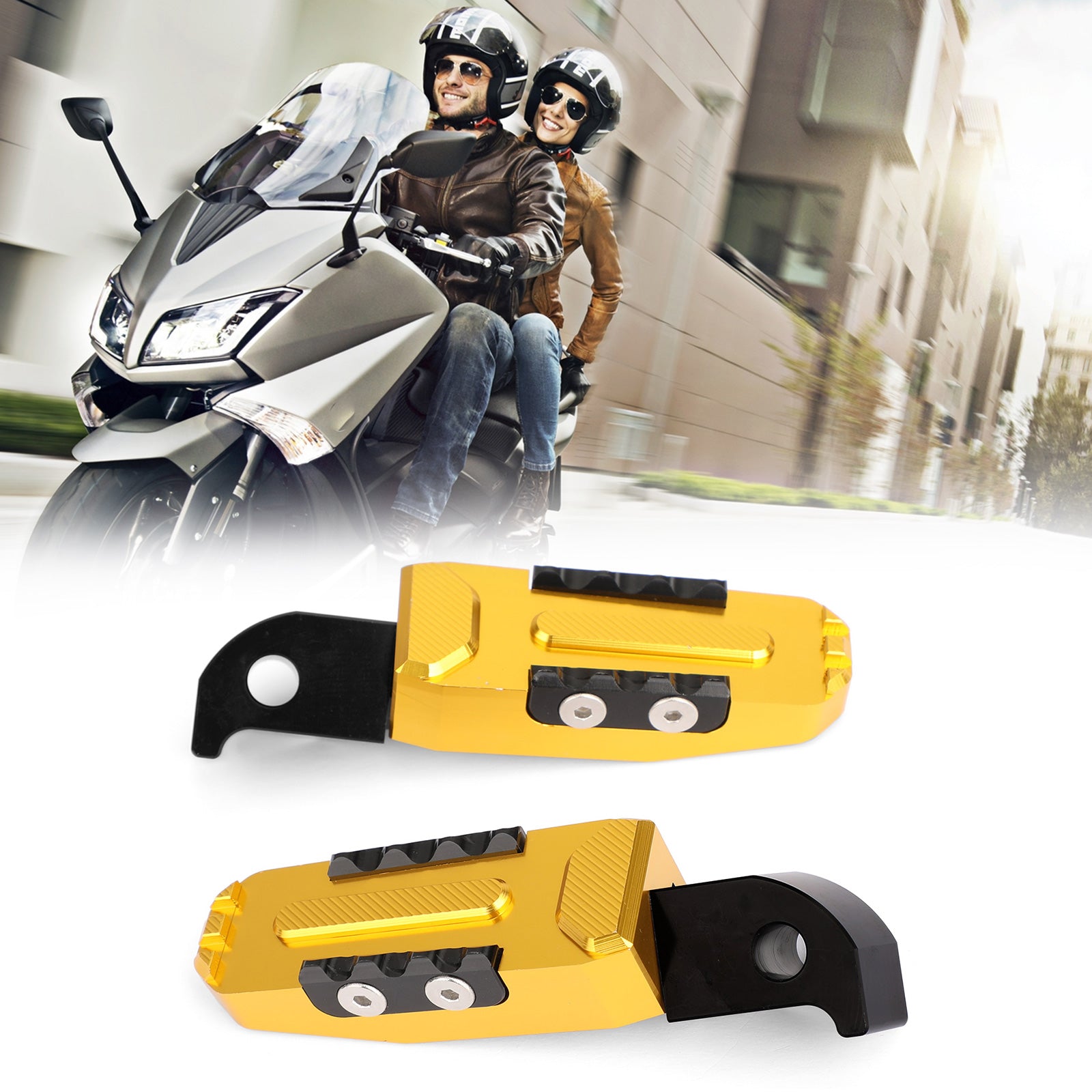 CNC Motorcycle Passenger Rear Foot Pegs Footrest - Compatible with Yamaha TMAX & Other Models - Durable Aluminum Alloy for Smooth Rides - Perfect for Long-Distance Touring & Urban Commuting