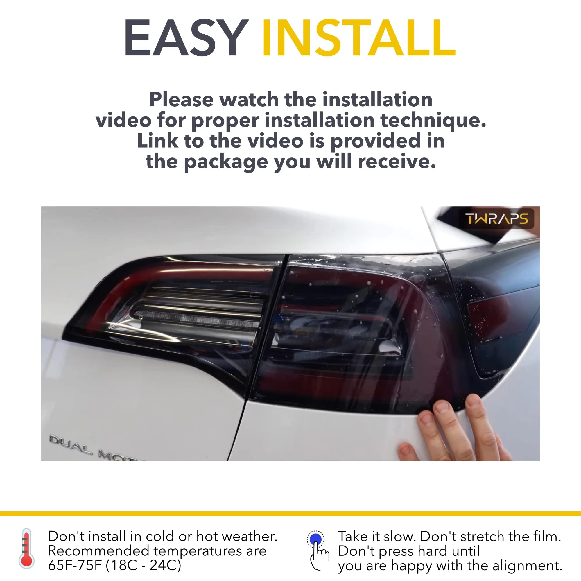 Premium Clear PPF Tail Light Protection Film for Tesla Model Y (2019-2025) & Model 3 (2018-2023) - 8mil Thick Anti-Scratch Paint Protection Vinyl Wrap - Perfect for Daily Driving and Road Trip Protection