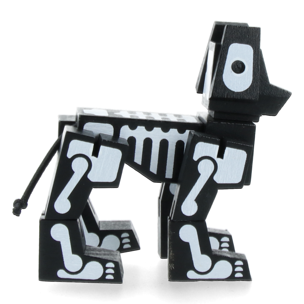 Cubebot Milo Micro Skeleton Black & White - Mini Articulated Robot Toy for Kids & Adults, Perfect for Desk Decor, Stress Relief & Creative Play