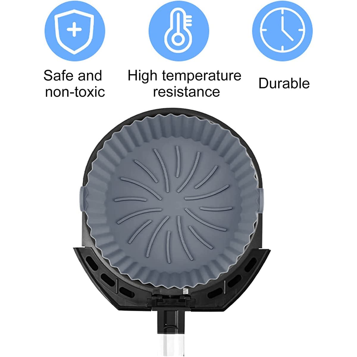 2Pcs Reusable Air Fryer Silicone Basket - BPA-Free, Heat Resistant Round Silicone Baking Pan - Perfect Air Fryer Accessories & Oven/Microwave Safe - Great for Healthy Cooking, Meal Prep & Family Dinners