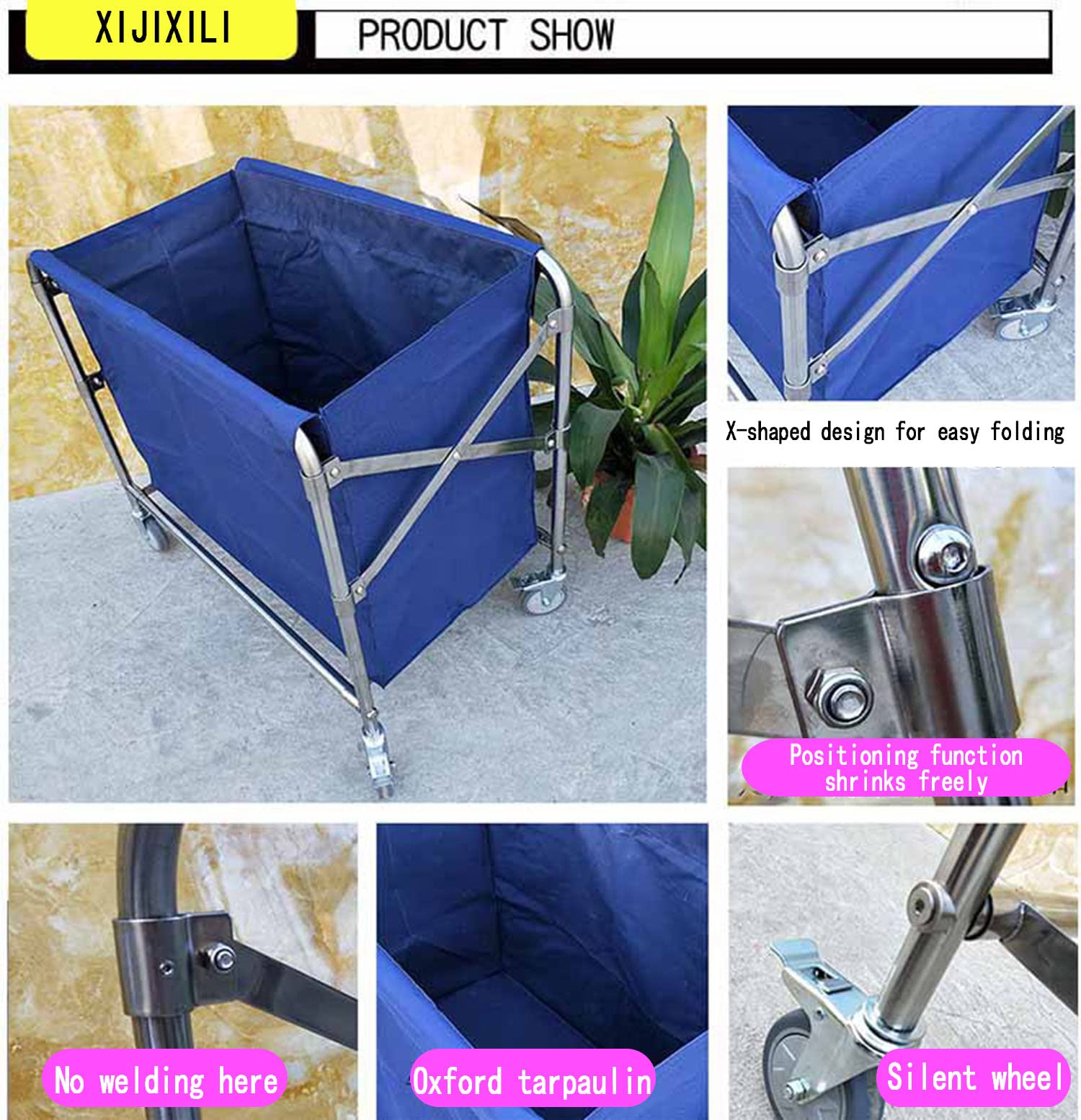Heavy Duty 12 Bushel (400L) Industrial Laundry Cart with Wheels - Commercial Collapsible Rolling Laundry Hamper Basket, Waterproof & Durable for Home, Hotel, Hospital Storage & Organization - Perfect for Laundry Rooms, Housekeeping & Bulk Cloth Transport