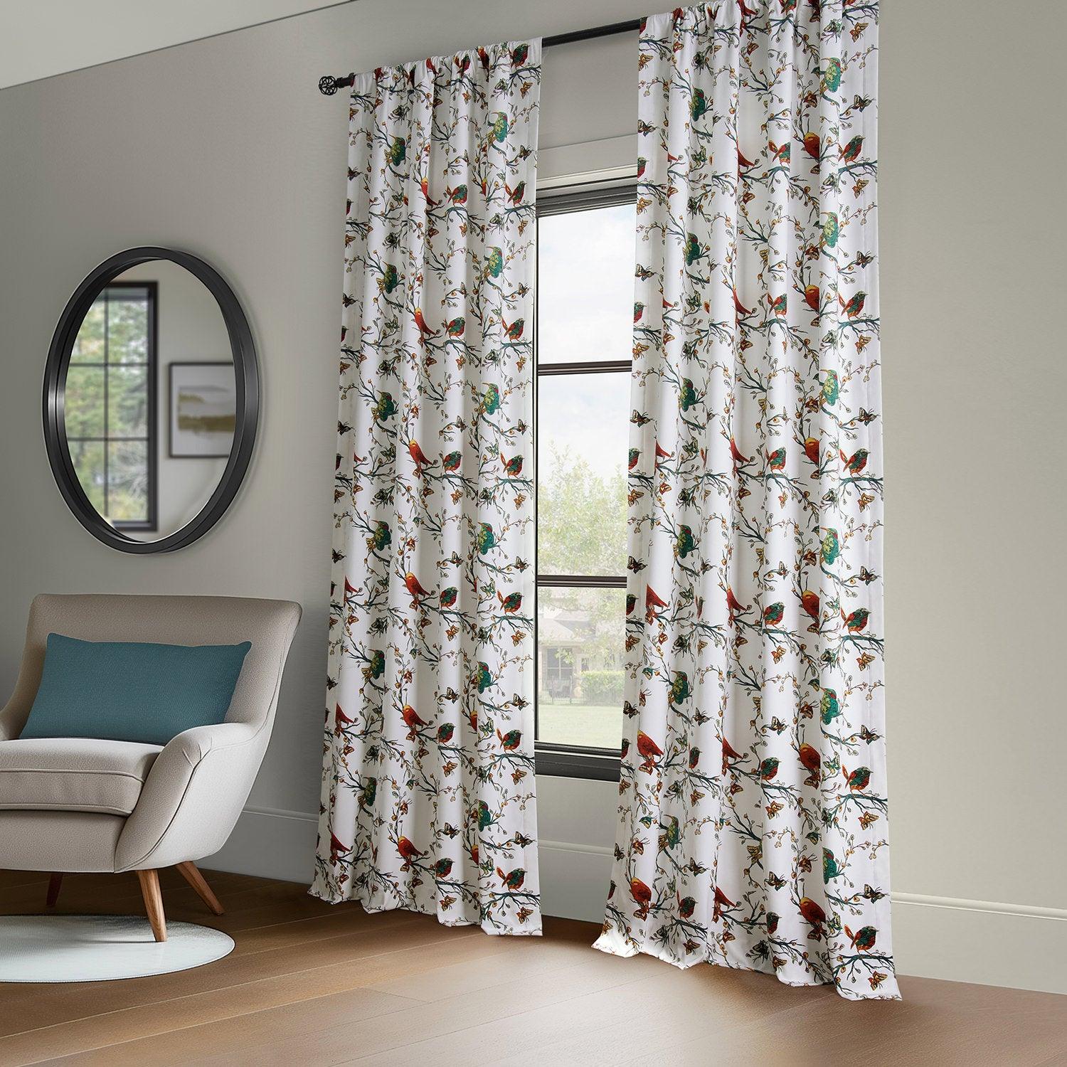 Botanic Garden White Abstract Barcelona Velvet Blackout Curtains for Living Room & Bedroom - Thermal Insulated Window Drapes for Home Decor