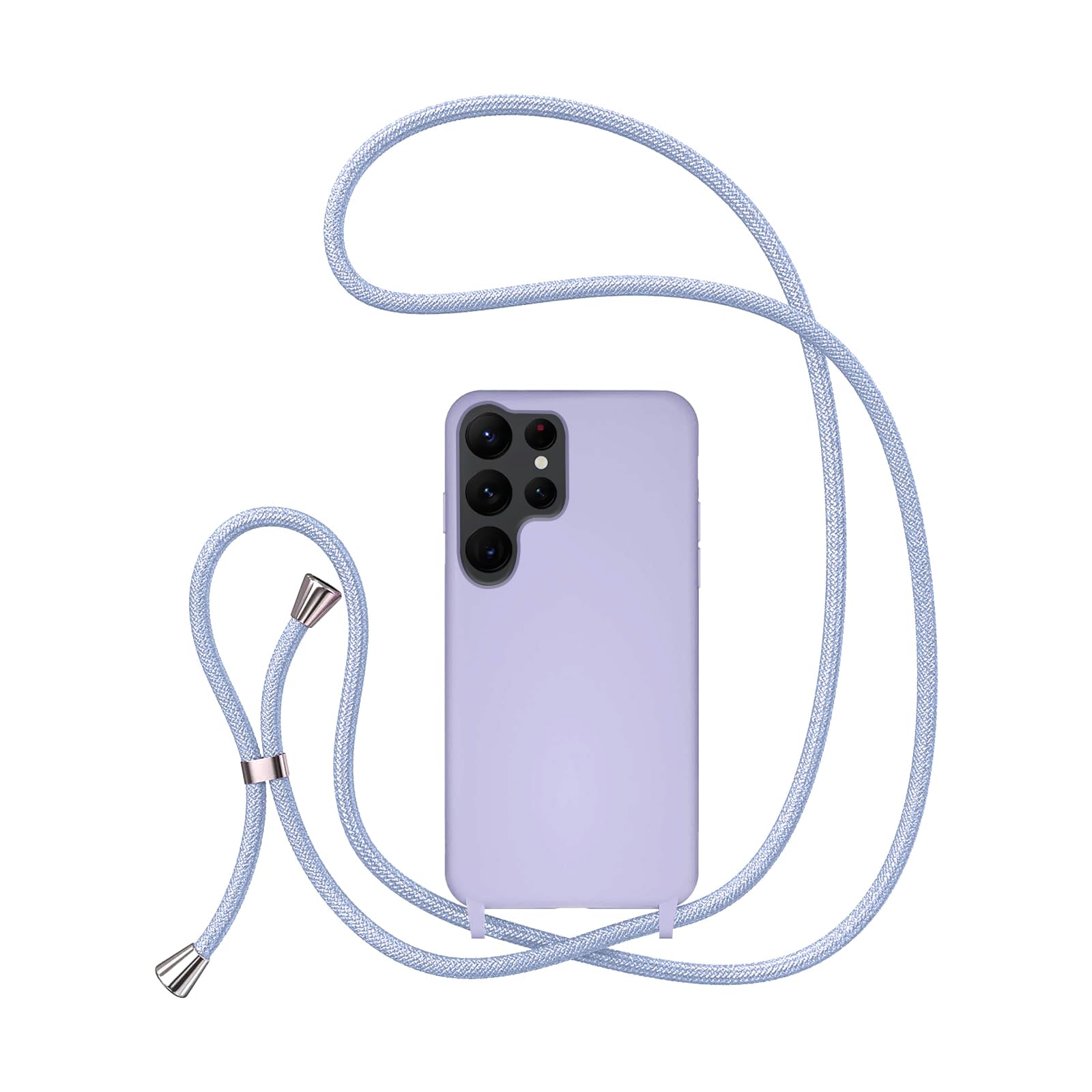 UEEBAI Adjustable Crossbody Lanyard Phone Case for Samsung Galaxy S24 Ultra 5G - Slim Fit Soft Silicone Protective Cover with Shockproof Neck Strap - Light Purple - Perfect for Travel, Work, and Hands-Free Convenience
