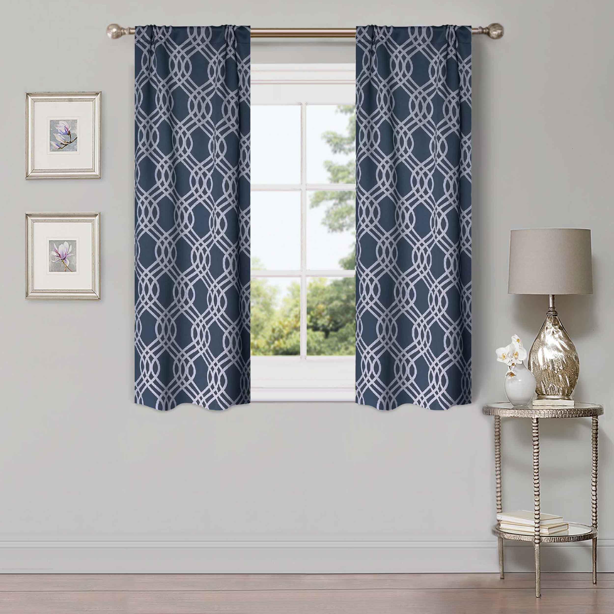 Washable Blackout Curtains with Ribbon Trellis Design - Room Darkening Window Treatment for Bedroom & Living Room - Thermal Insulated Drapes for Better Sleep and Energy Efficiency