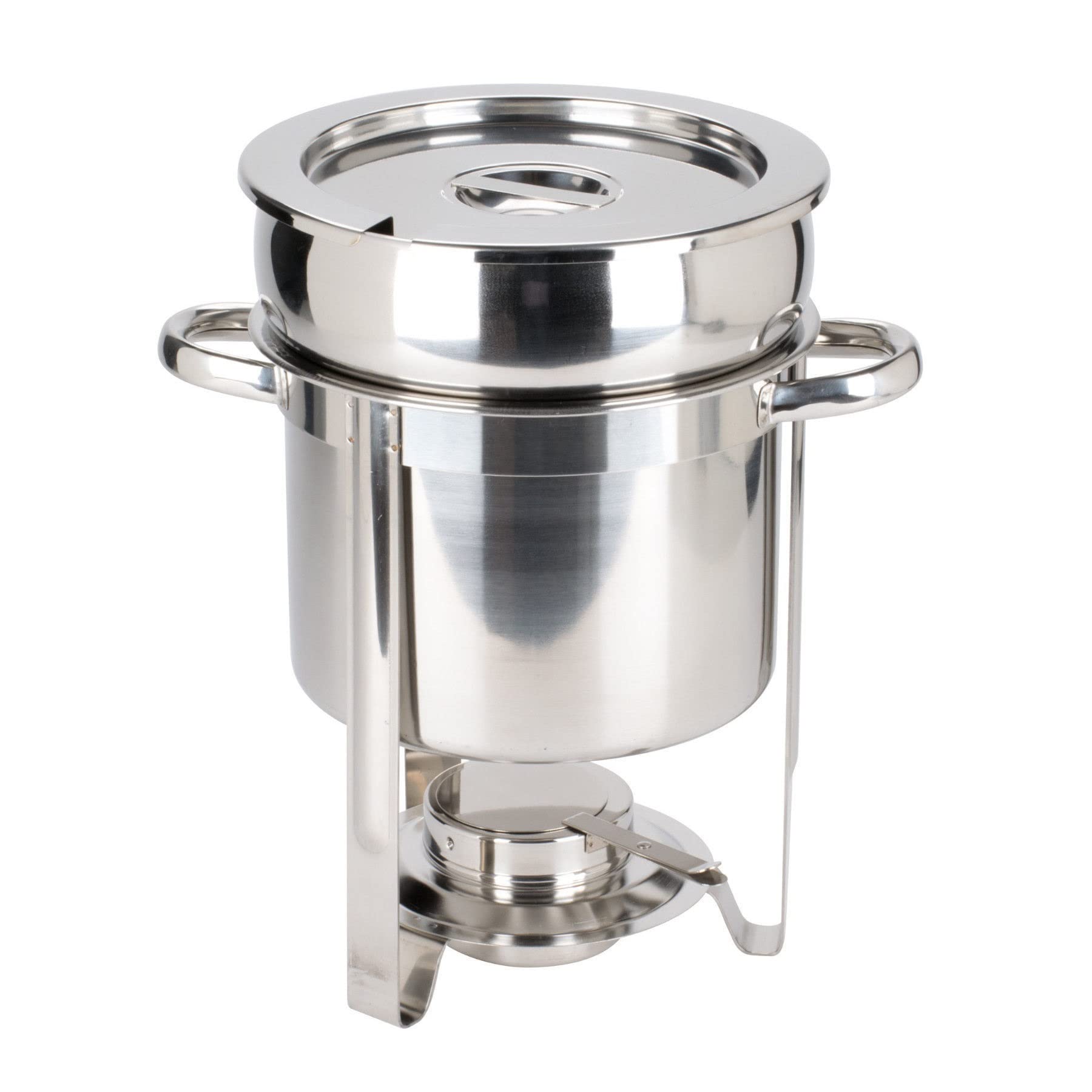 ALIDAM 7 qt. Stainless Steel Round Chafing Dish Buffet Set - Catering Warming Tray for Soup, Food & Buffet Service - Perfect for Weddings, Parties & Events