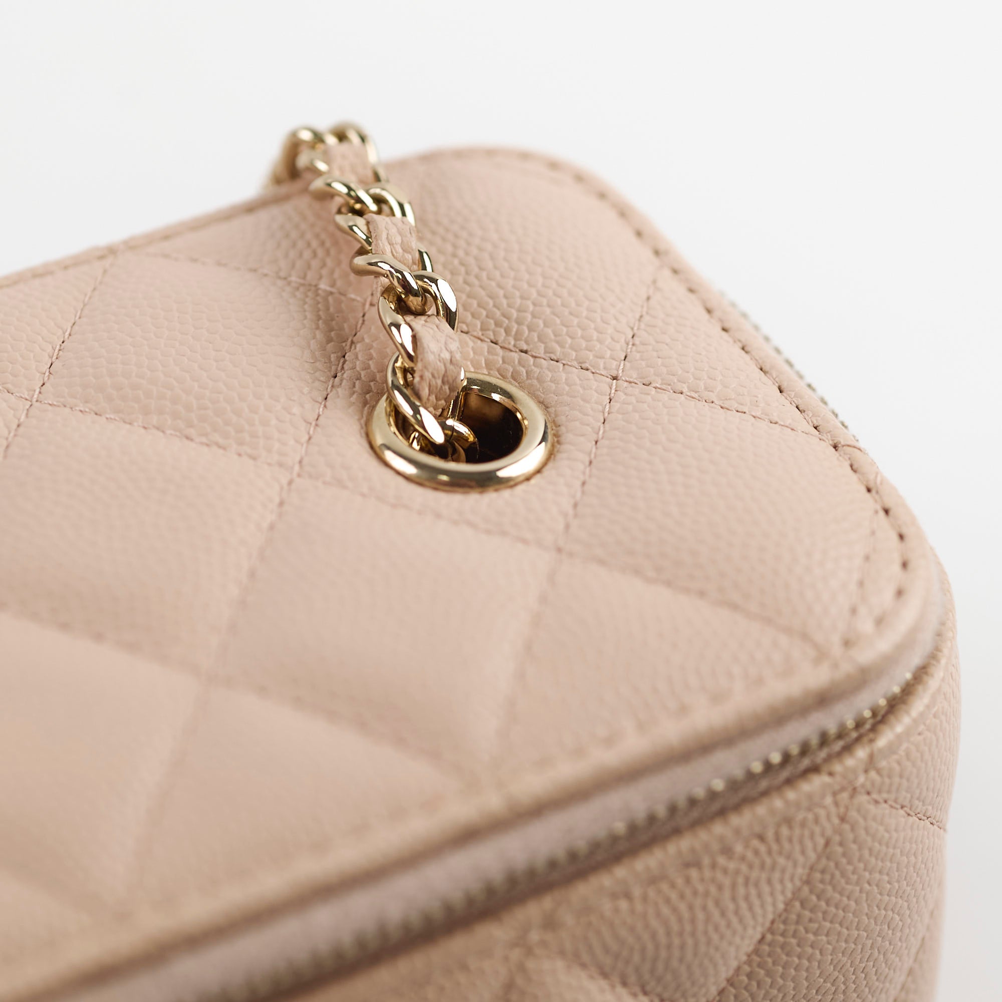 Chanel Mini Vanity Bag Caviar Leather Beige Claire 31 Series 2021 - New Version Luxury Crossbody Bag for Women, Perfect for Parties, Dating & Evening Events