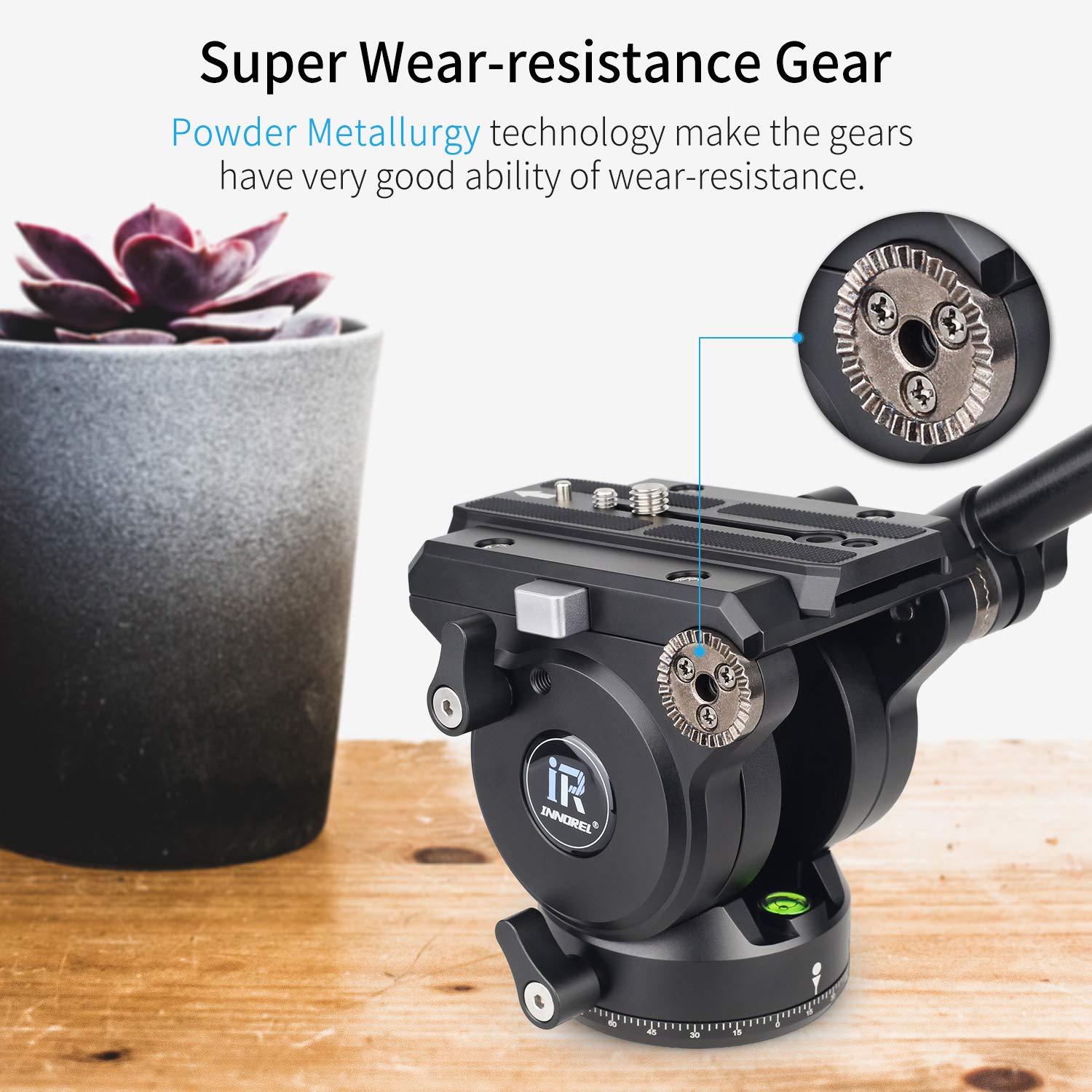 INNOREL H90 CNC All Metal Panoramic Tripod Head - Professional Video Fluid Head with Drag Pan for DSLR Cameras & Camcorders - 3/8