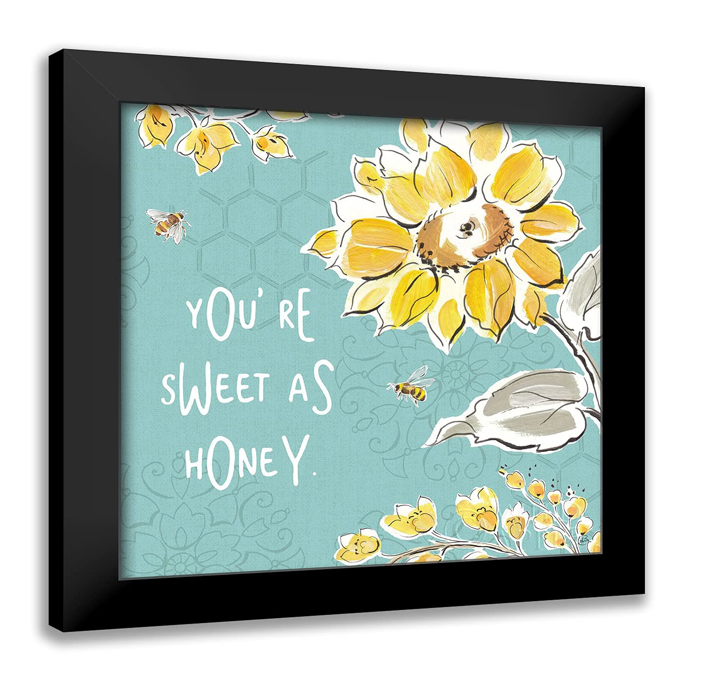 Bee Happy III - 20x20 Black Modern Framed Art Print by Daphne Brissonnet | Wall Decor for Living Room, Bedroom & Office