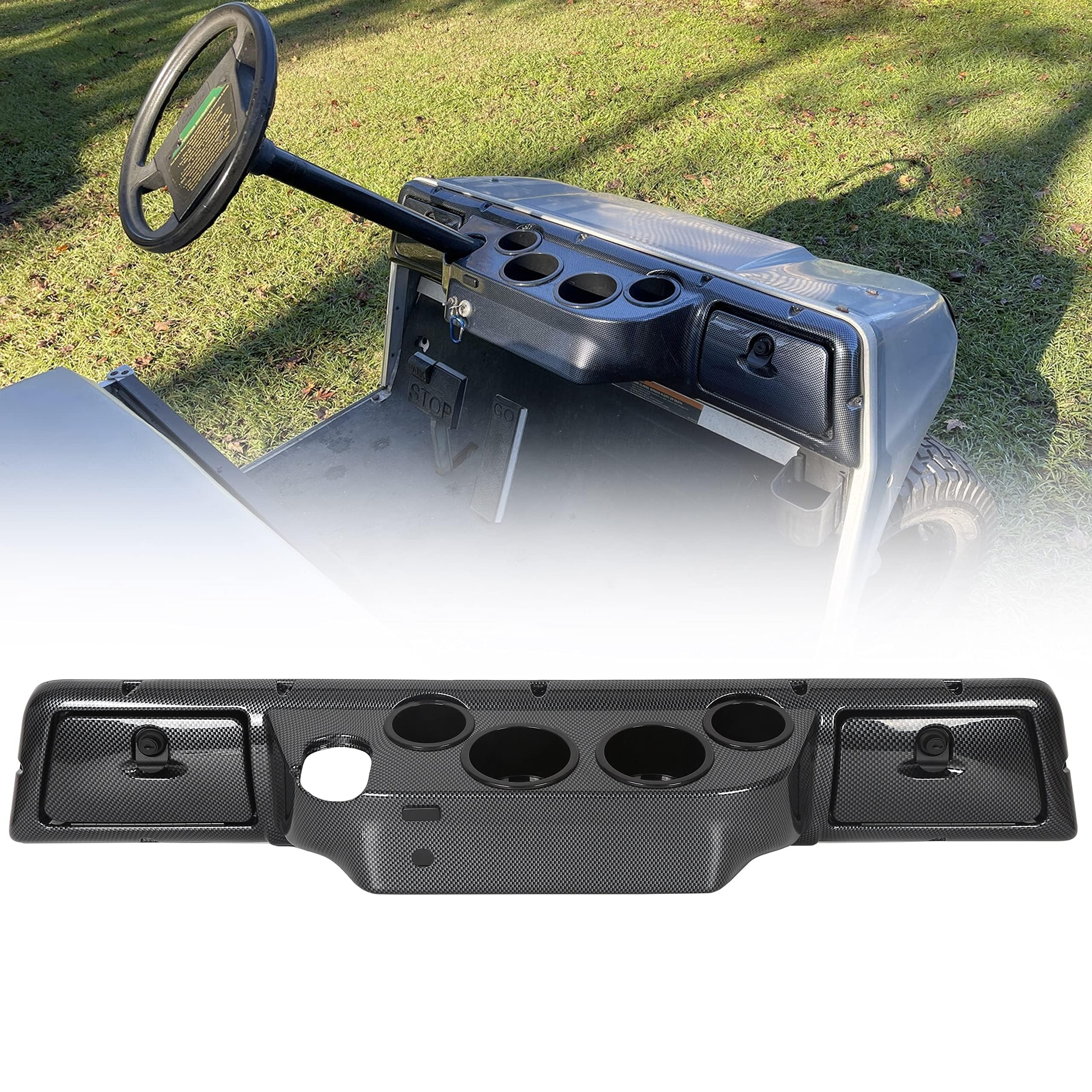 ECOTRIC Carbon Fiber Style Golf Cart Dashboard Cover Assembly - Compatible with Club Car DS 1982 & Newer Models | Durable Protection & Stylish Upgrade for Golf Carts