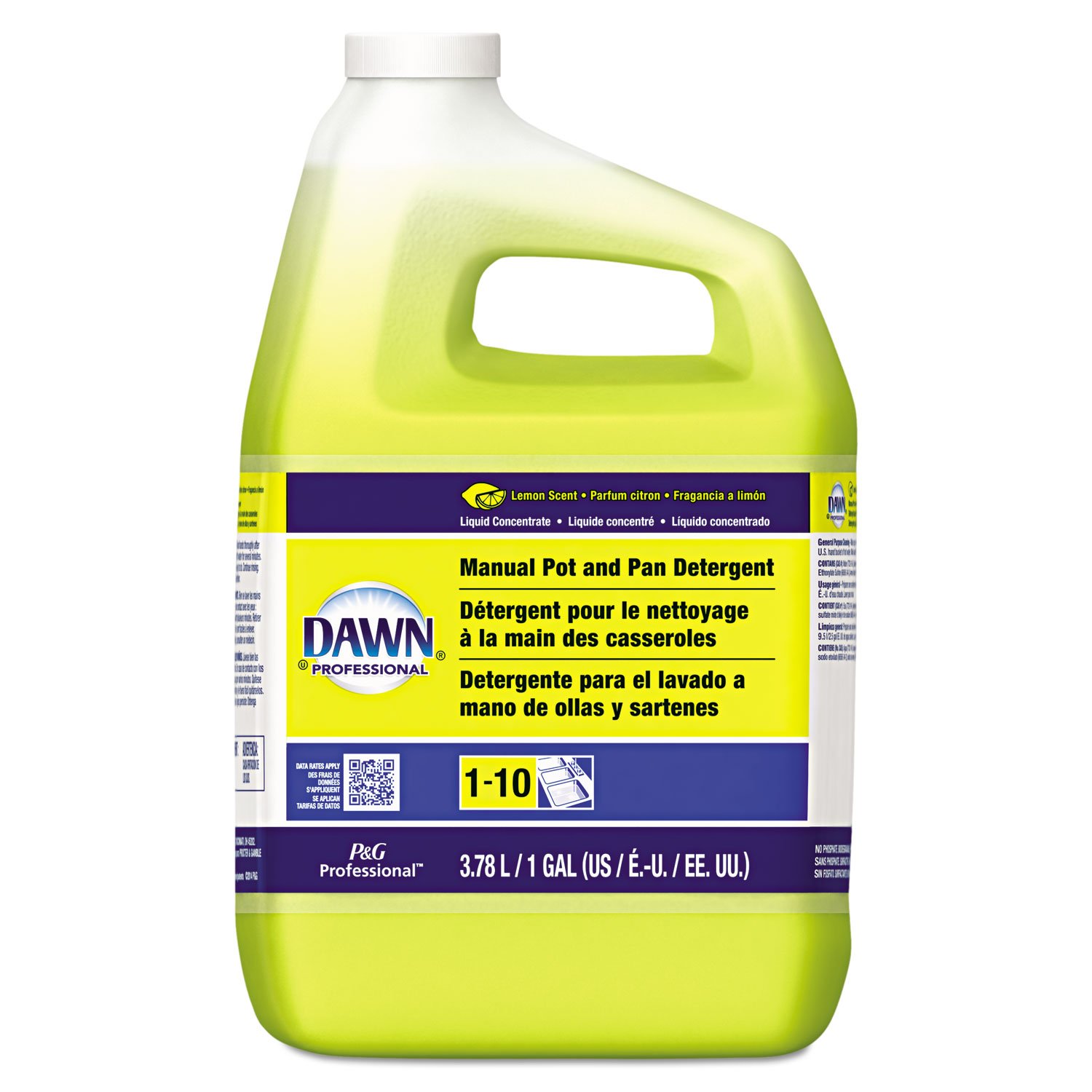 Dawn Professional 57444CT Manual Pot & Pan Dish Detergent Lemon Scent, 4/Carton - Heavy-Duty Degreaser for Commercial Kitchens & Home Use